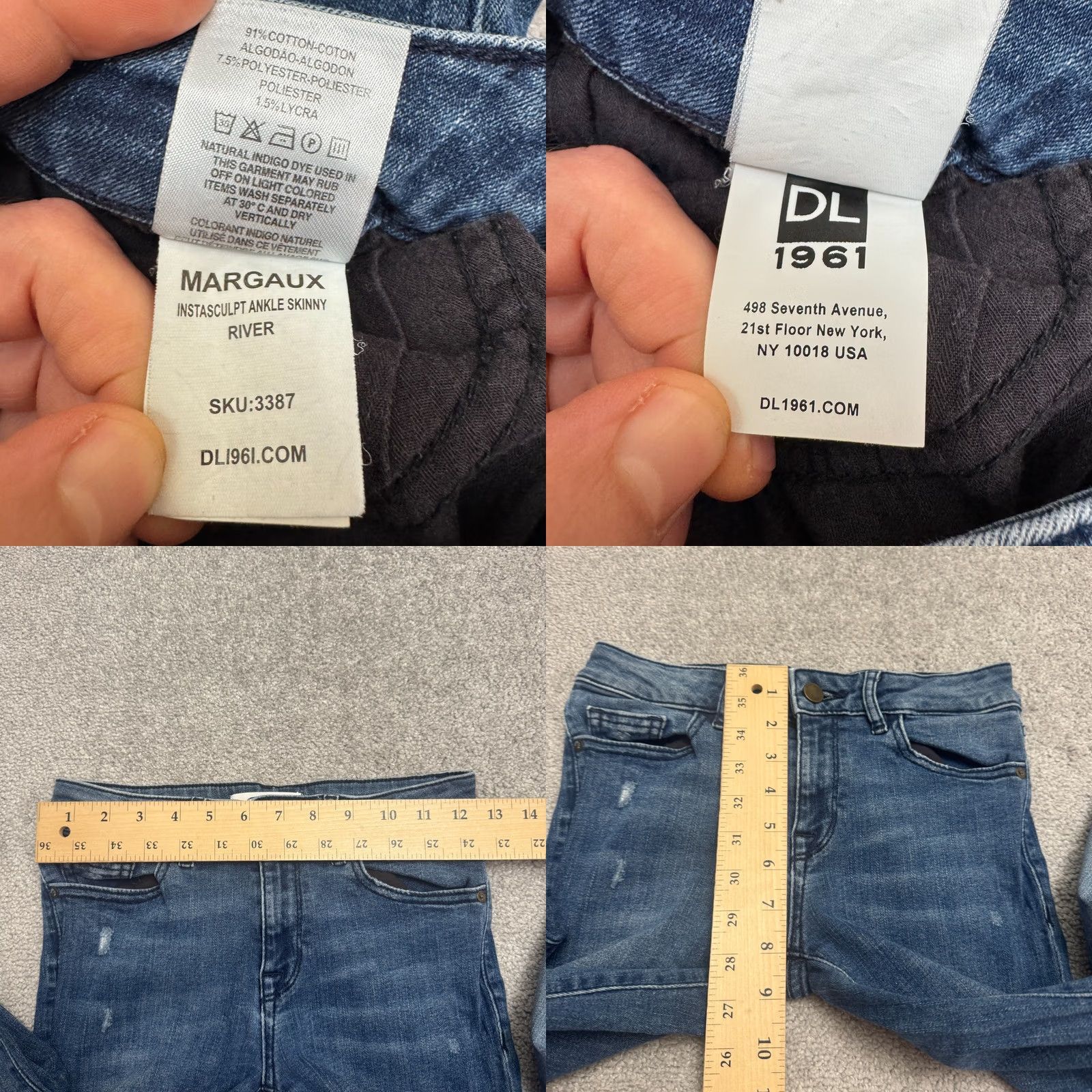 DL1961 DL1961 Margaux Instasculpt Ankle Skinny River Denim Jeans Women 24 Distressed Size 42" / US 20 - 8 Thumbnail