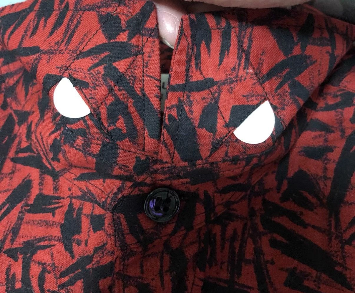 Saint Laurent Paris Saint Laurent (SLP) 14SS Runway Dark Red Thorn Print Shirt Size US M / EU 48-50 / 2 - 5 Thumbnail