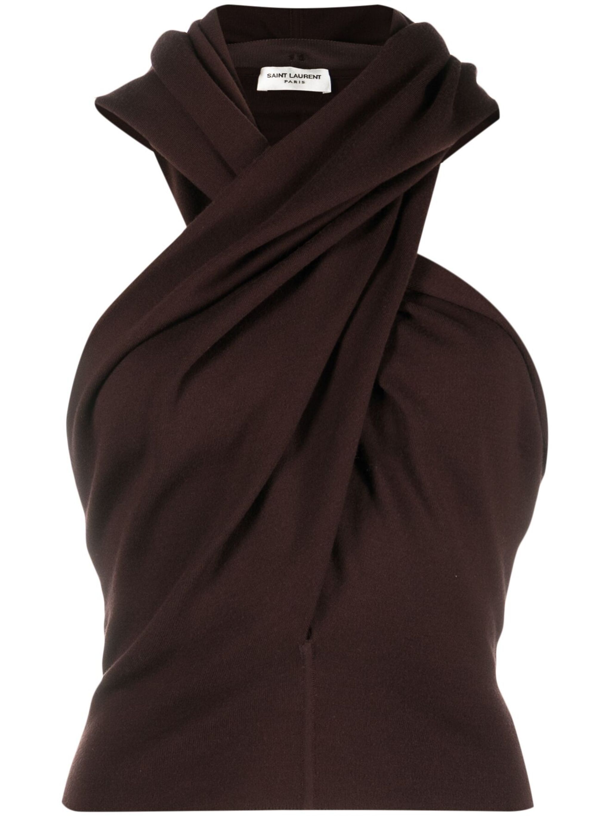 Saint Laurent Paris o1bcso1str1124 Top in Coffee Size L / US 10 / IT 46 - 1 Thumbnail