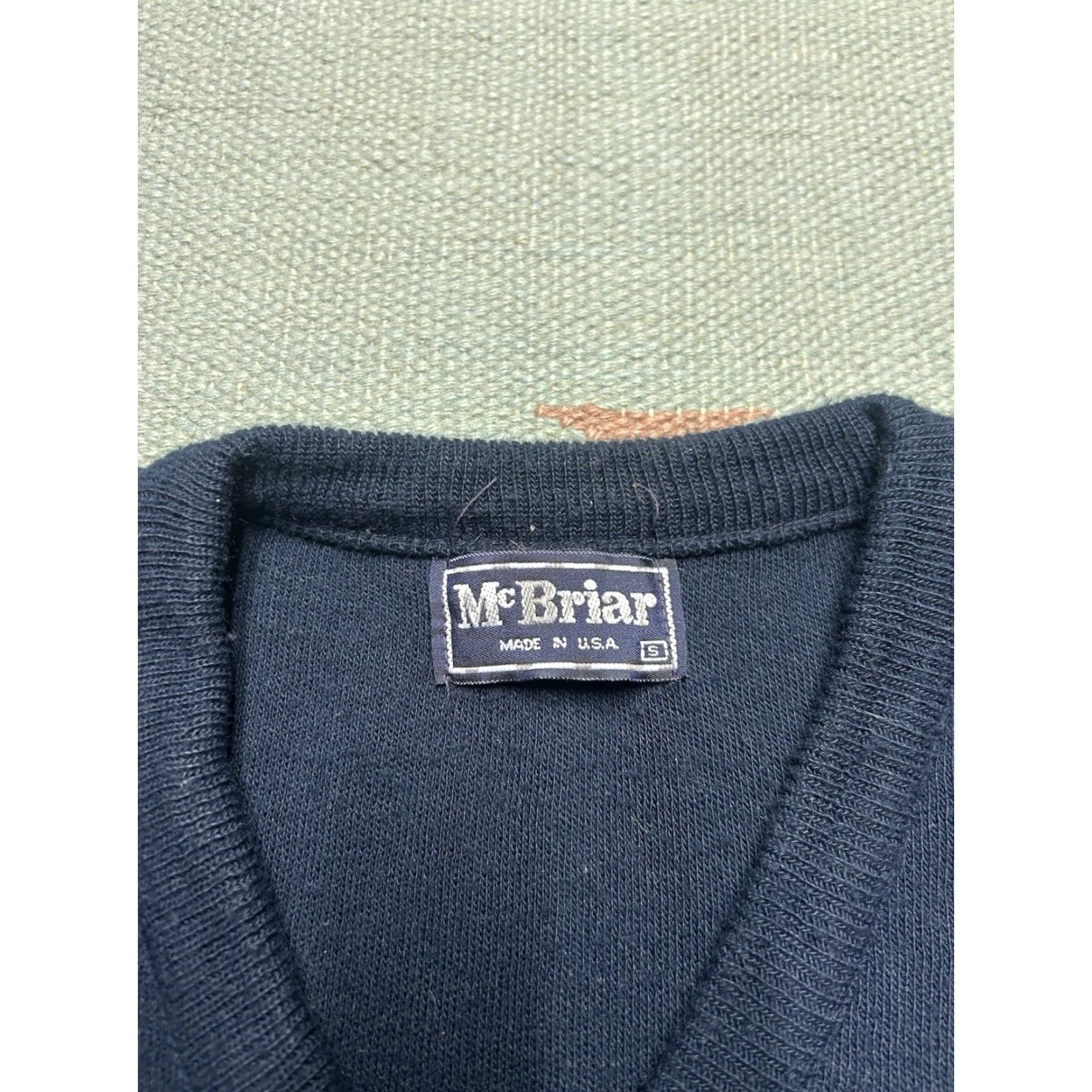 Vintage VINTAGE Mcbriar Sweater Pullover V-Neck Men’s Small Blue Navy Acrylic Lake Michigan Size US S / EU 44-46 / 1 - 4 Thumbnail