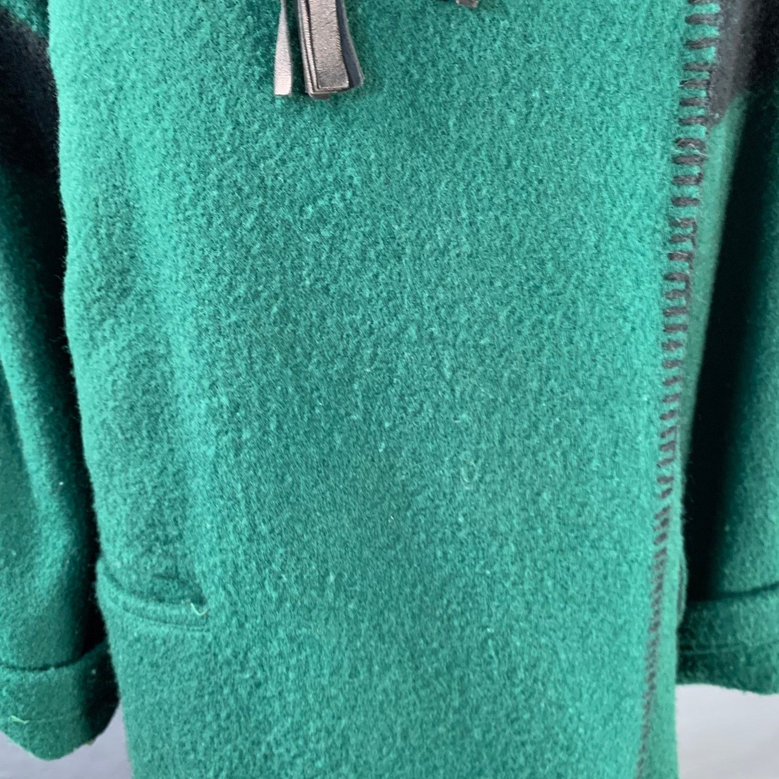 Jean Charles De Castelbajac Size 2 Green Black Wool Leather Fringe Hooded Coat Size XS / US 0-2 / IT 36-38 - 6 Thumbnail