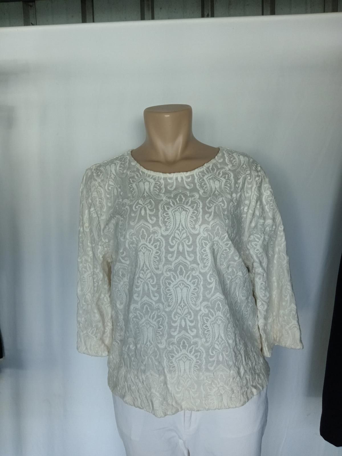J.Crew Elegant J.Crew Textured White Top Size L / US 10 / IT 46 - 1 Thumbnail