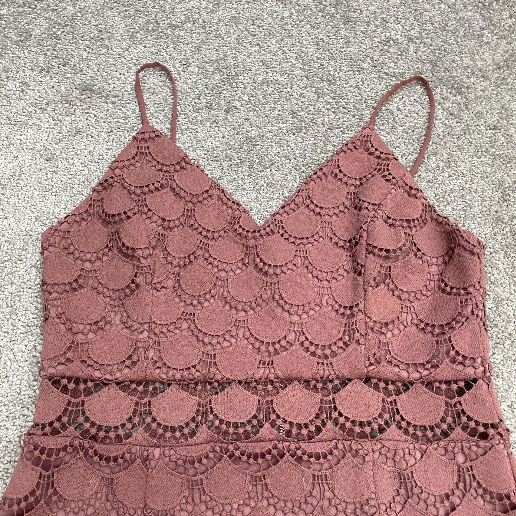 AQUA Aqua Dress Midi Lace Pink Womens Large Spaghetti Sleeveless V-Neck Zip Tank Dress Lightweight Lined Size L / US 10 / IT 46 - 3 Thumbnail