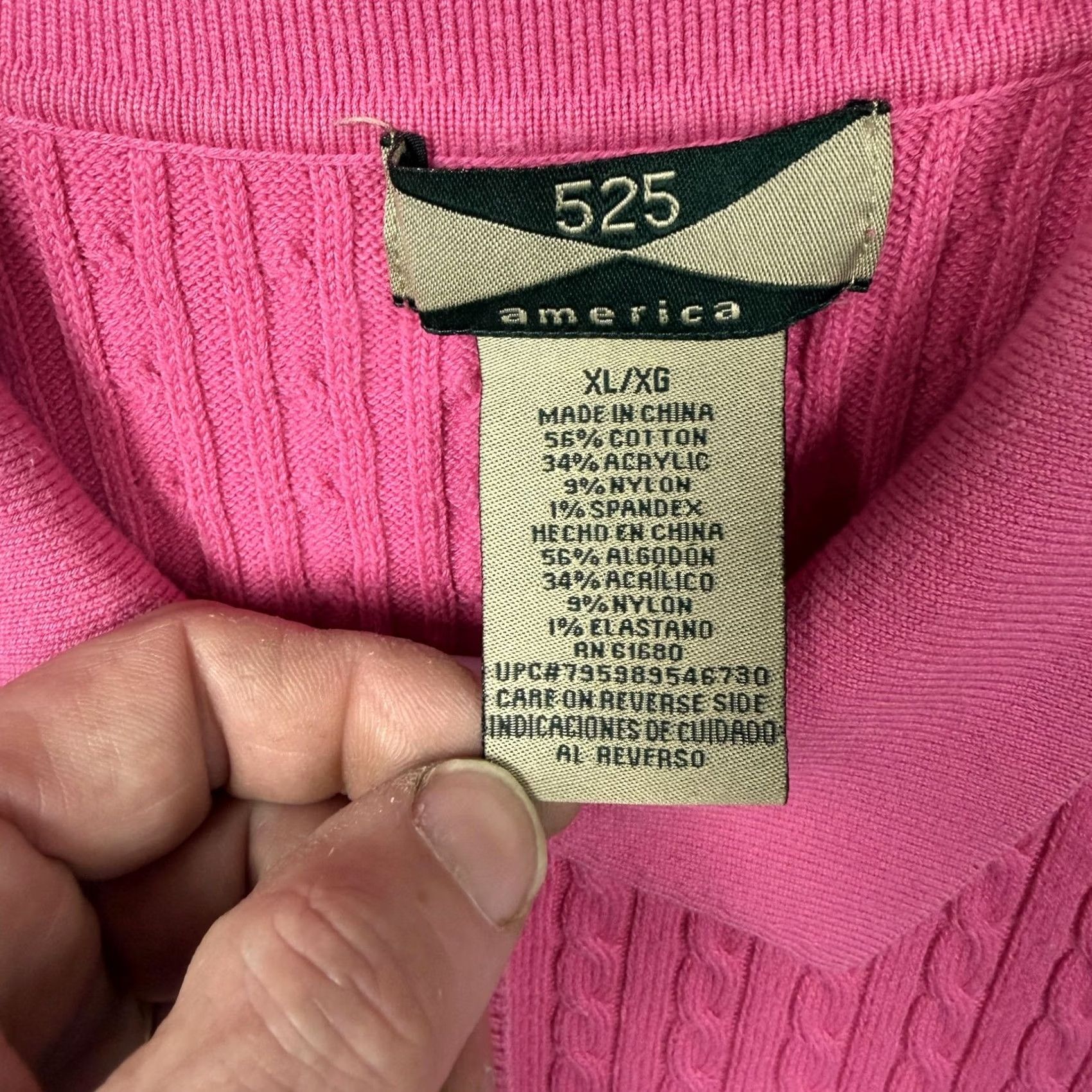 Vintage 525 America Sweater Pink Short Sleeve Cable-Knit Polo Collared Pullover XL Womens Slim Fit Light Knit Preppy Spring Coquette 90s Y2K Inspired Size XL / US 12-14 / IT 48-50 - 4 Thumbnail