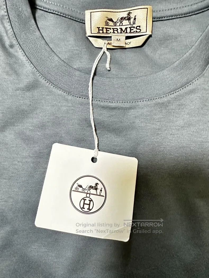 Hermes Hermes Eucalyptus Green Short Sleeve Leather Detail Men's Size US M / EU 48-50 / 2 - 4 Thumbnail