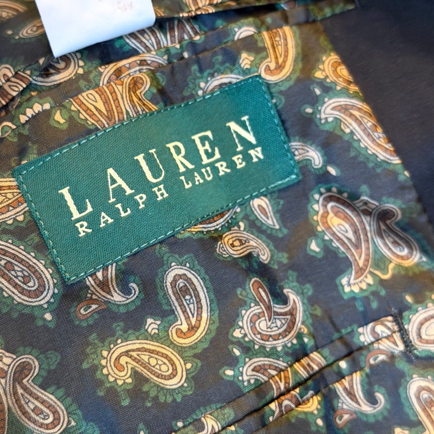 Ralph Lauren VINTAGE? No — Lauren Ralph Lauren Sport Coat Navy Blue Paisley Lining Blazer Men 46 Regular Adult Medium? Size 46R - 3 Thumbnail