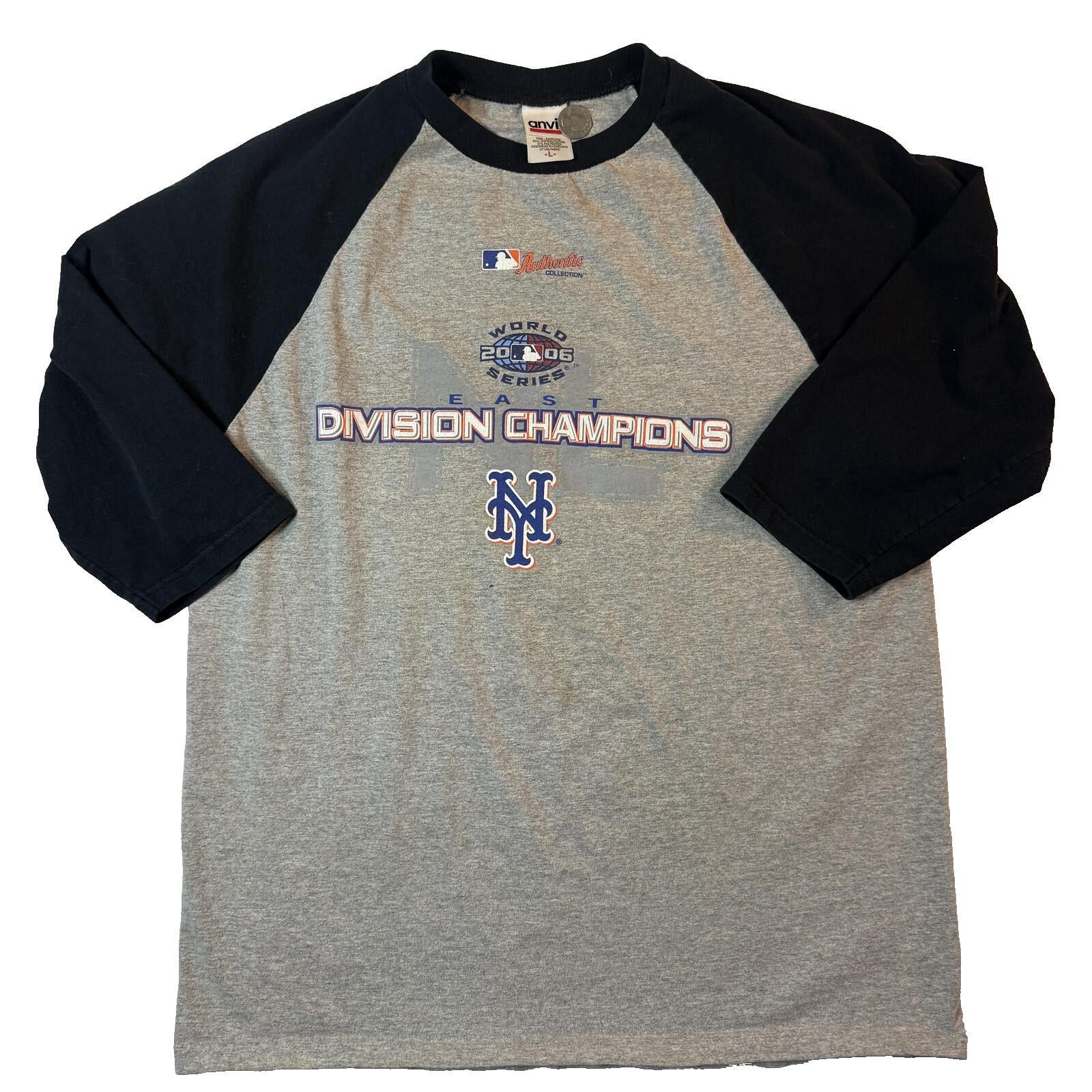 Anvil Vintage NY Mets Raglan Shirt Men LG 2006 World Series MLB Size US L / EU 52-54 / 3 - 1 Thumbnail