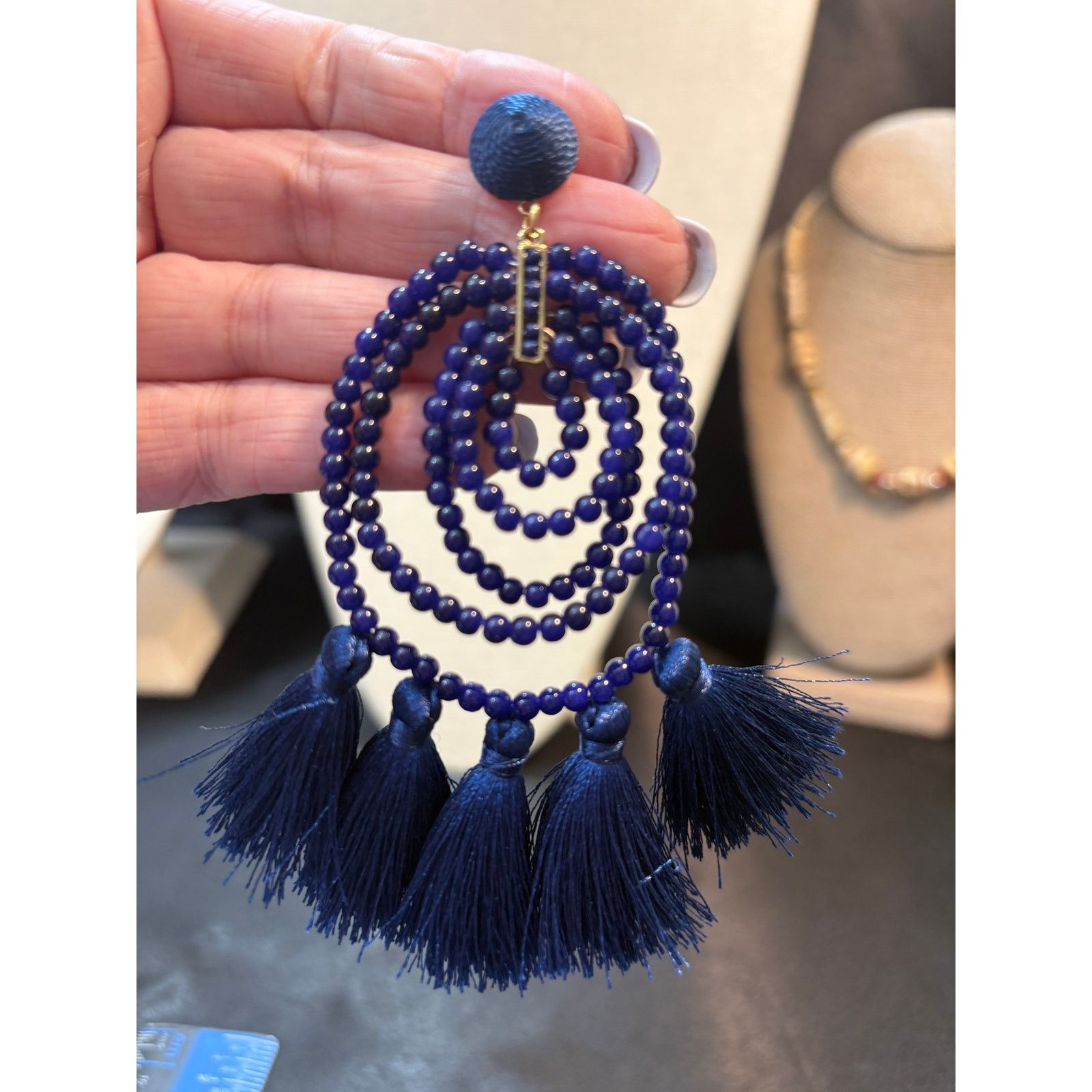 Other Vineyard Vines Deep Bay Beaded Tassel Earrings Statement Size ONE SIZE - 8 Thumbnail