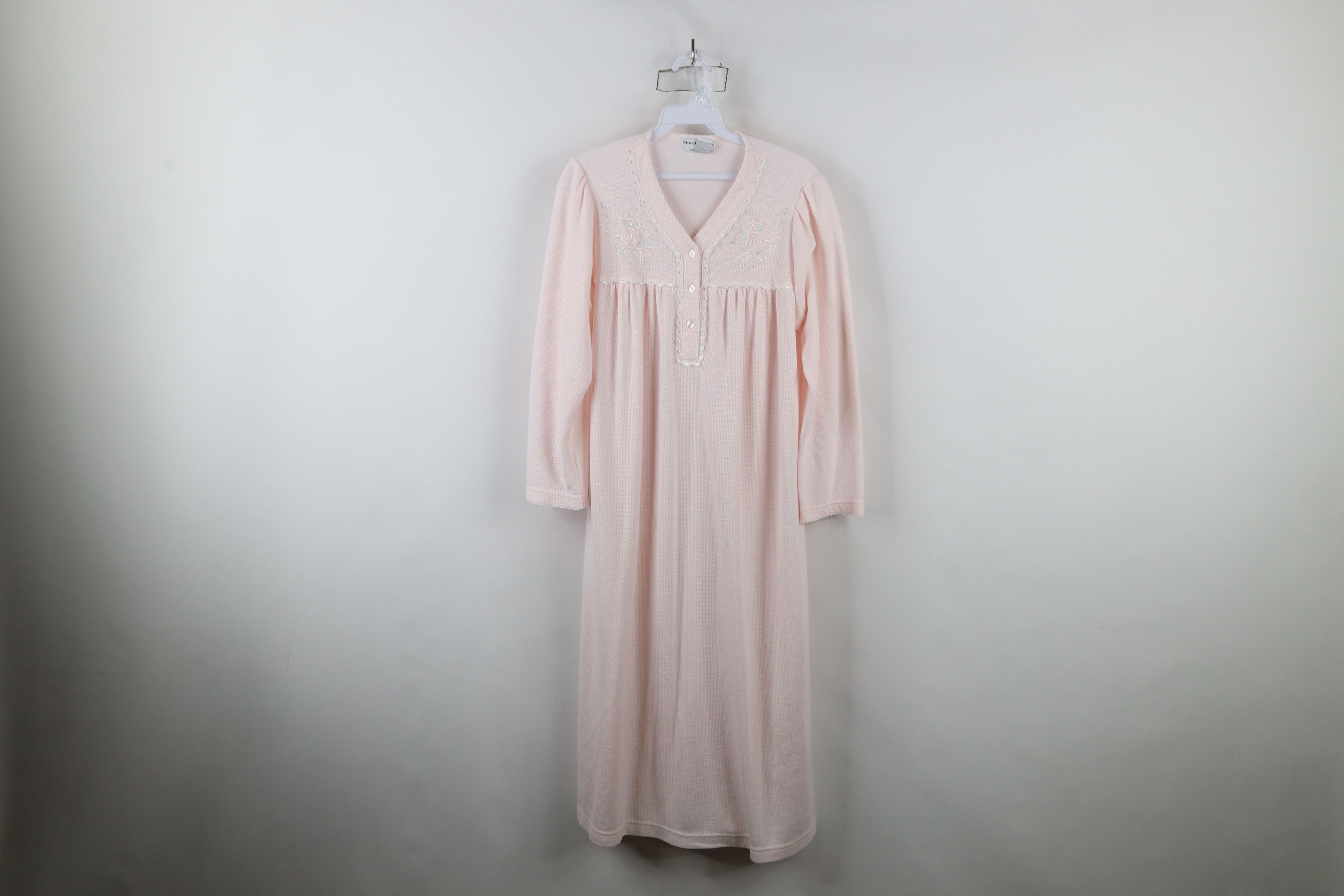 Vintage Vintage 90s Miss Elaine Flower Lace Long Sleeve Night Gown Size M / US 6-8 / IT 42-44 - 1 Thumbnail
