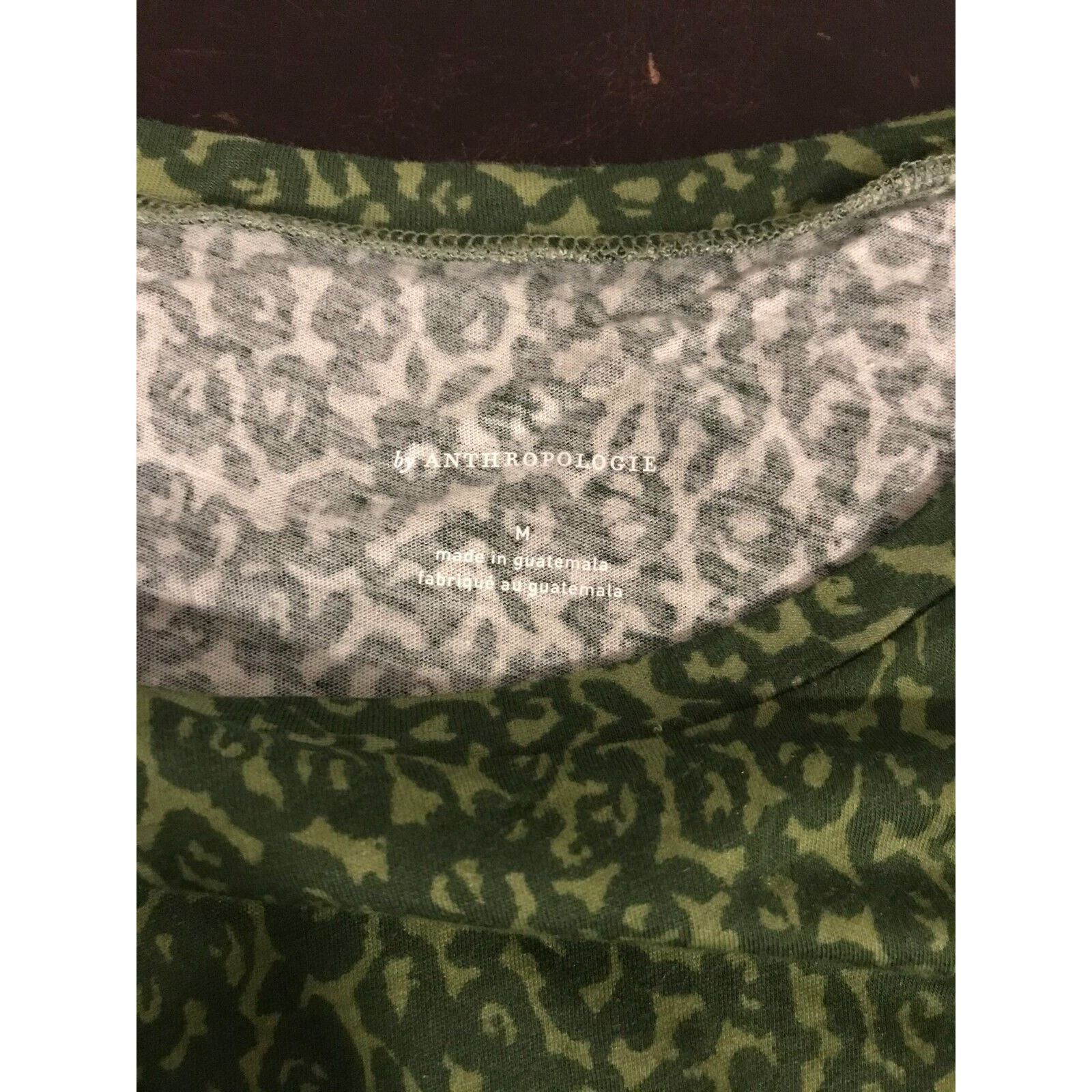 Anthropologie by Anthropologie Green Leopard Print Draped T-Shirt Size M / US 6-8 / IT 42-44 - 6 Thumbnail