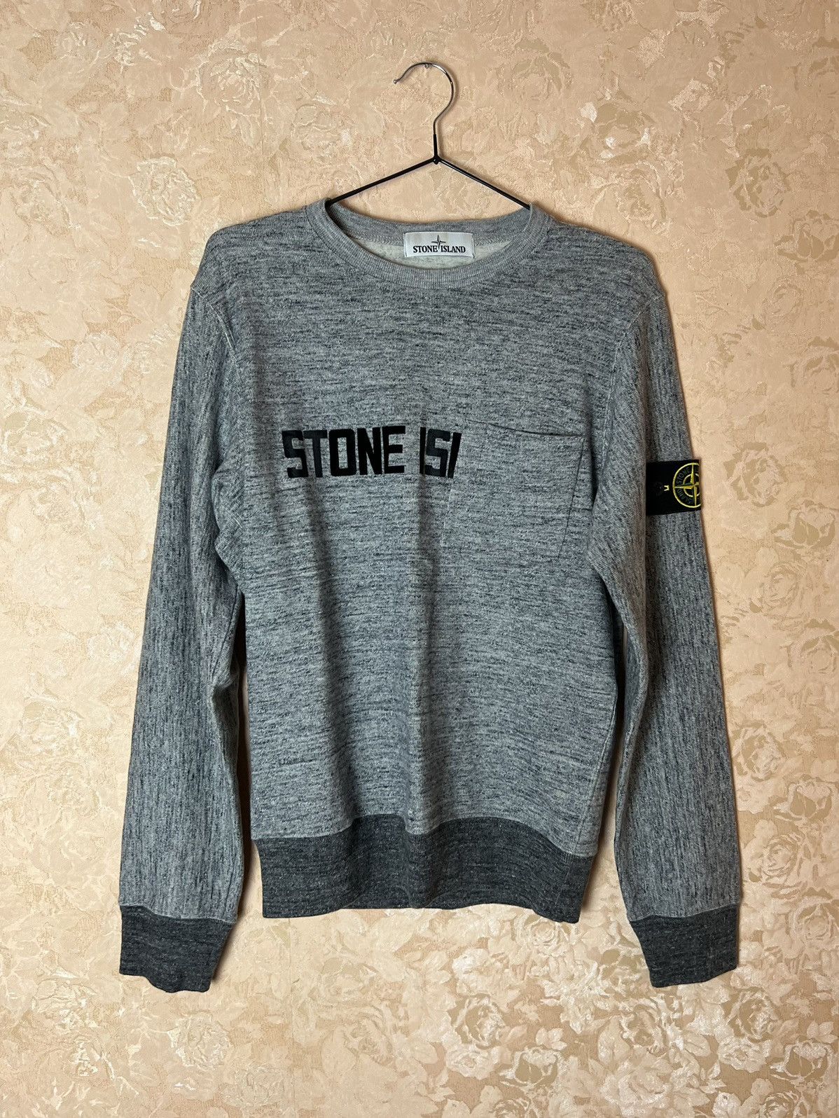 Pre-owned Massimo Osti X Stone Island Y2k Stone Island Big Pocket Patch Logo Sweatshirt Blokecore In Grey