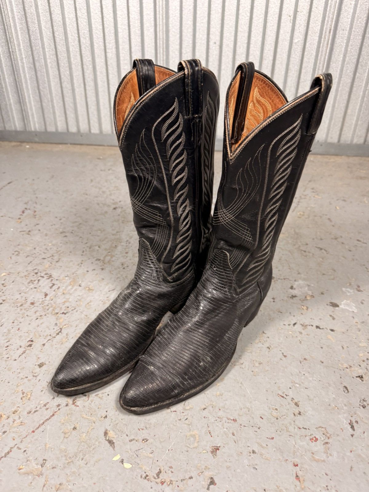 Tony Lama 80s Vintage Tony Lama Black Teju Lizard Skin Cowboy Boots Size US 10 / EU 43 - 6 Thumbnail