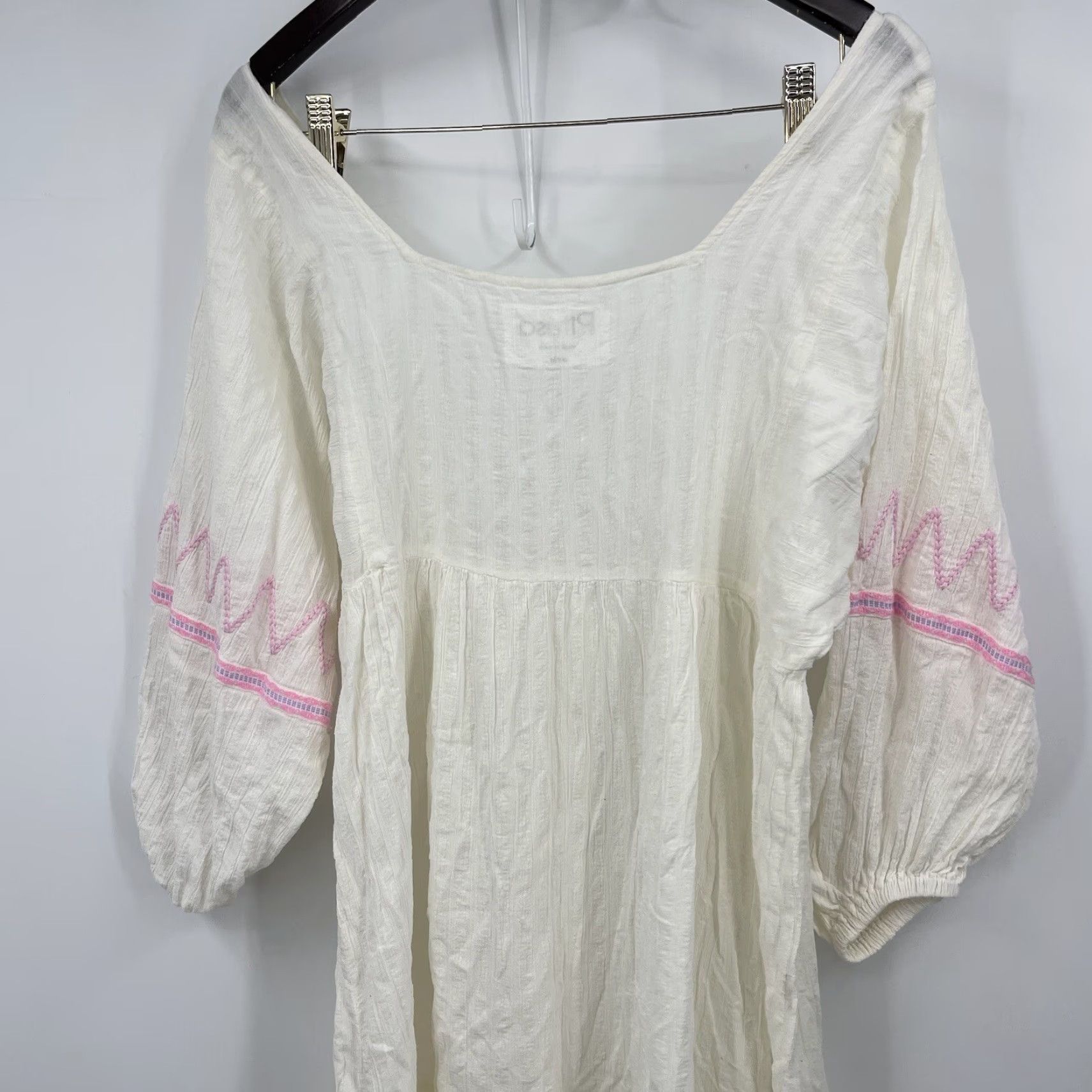 Vintage Pitusa Womens Dress Pitusa Ivory Knit 3/4 Sleeve Embroidered Cottagecore Knee Length L Petite M/L Sh fit Bohemian Beach Summer Holiday Womens Size L / US 10 / IT 46 - 5 Thumbnail