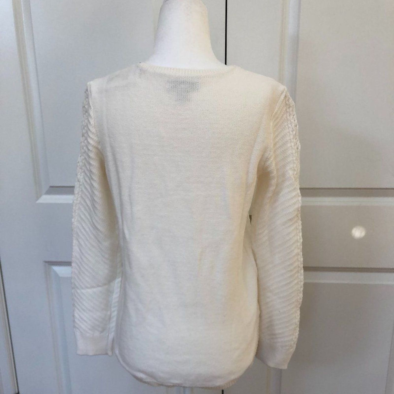 Sonoma Brand New White Pointelle Sweater from Sonoma Size S / US 4 / IT 40 - 4 Thumbnail