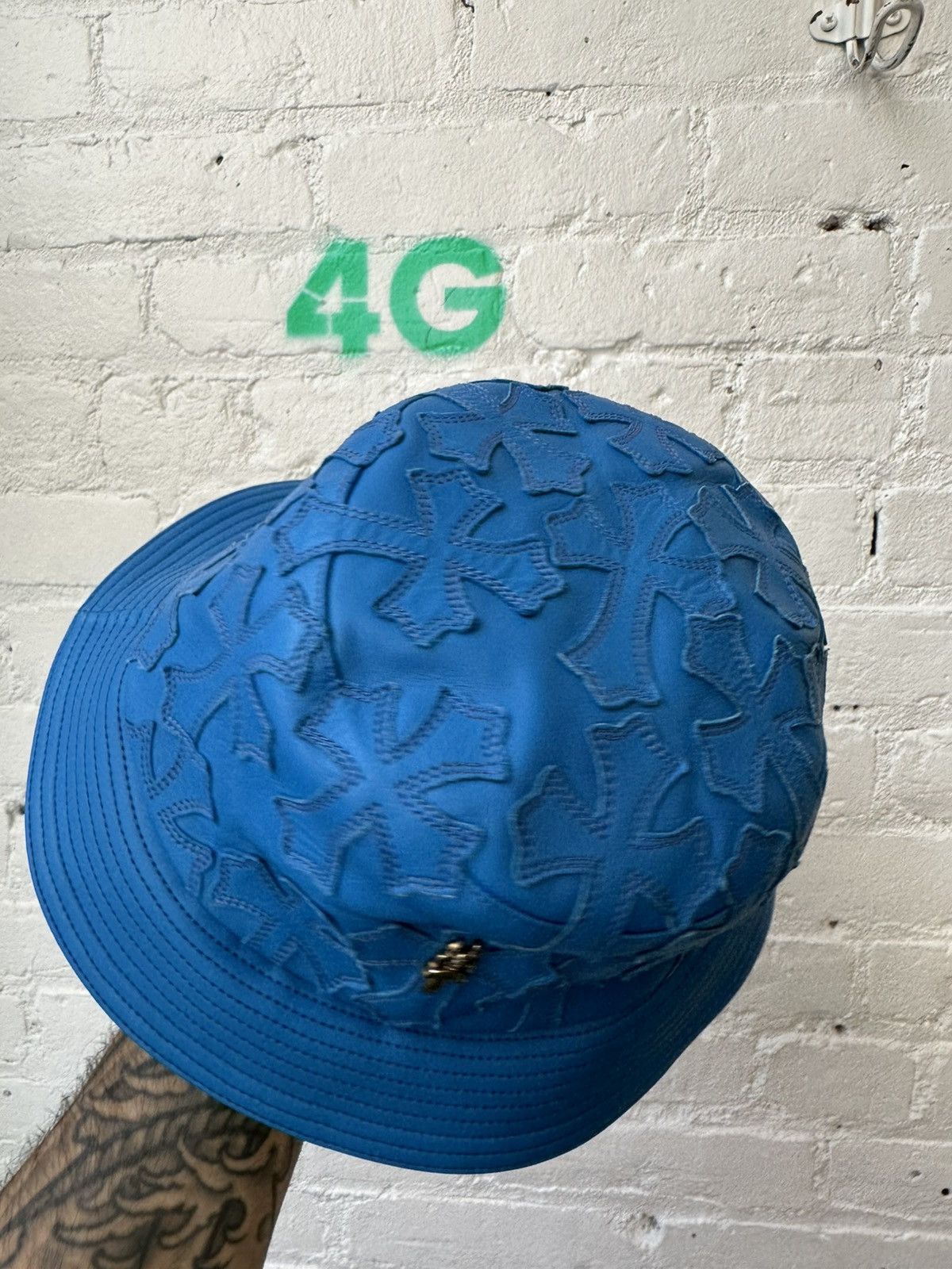 Chrome Hearts Chrome Hearts Turquoise CROSS PATCH FLOOD Bucket leather hat Size ONE SIZE - 4 Thumbnail