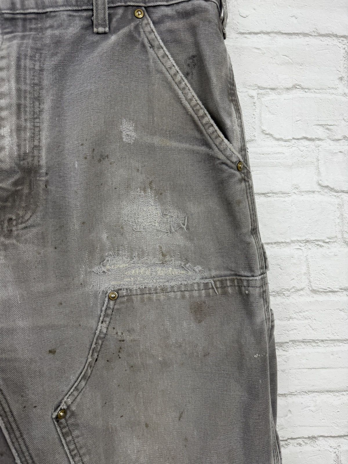 Carhartt (32x31) CRAZY THRASHED FADED Carhartt Double Knee Pants Size US 32 / EU 48 - 5 Thumbnail