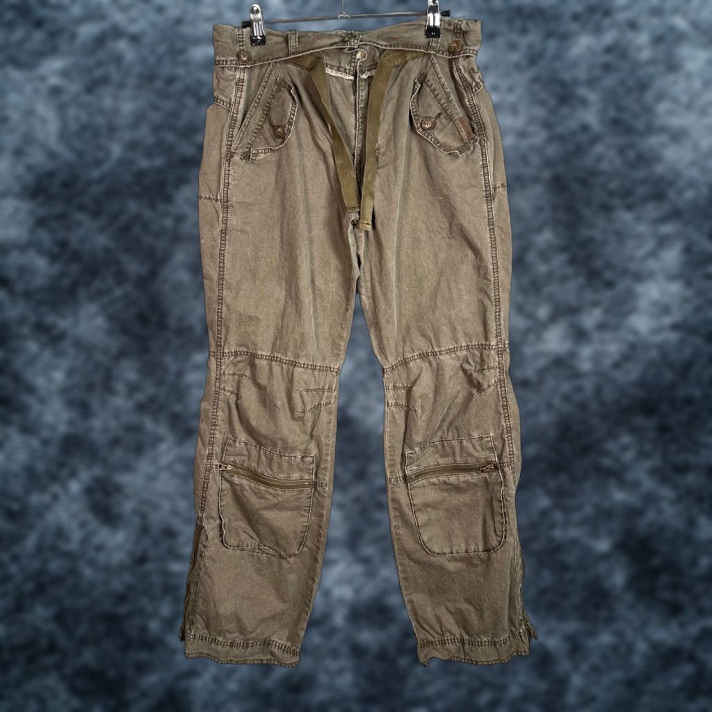 UNIF UNIF Womens 26 Olive Green Cargo Pants 100% Cotton Straight Leg Relaxed Fit Size 26" / US 2 / IT 38 - 1 Thumbnail
