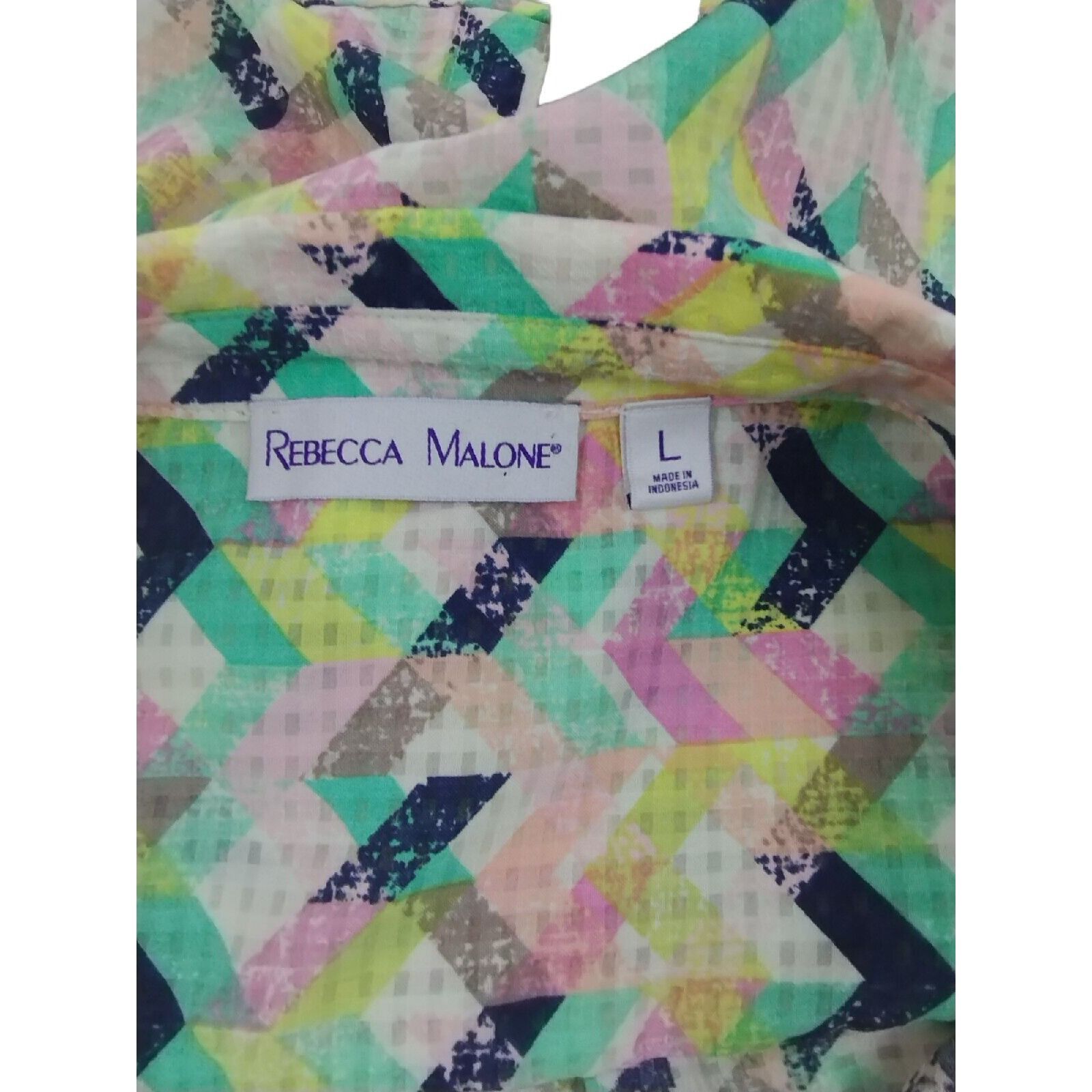 Other Rebecca Malone Womens L Silky 90s Button Front Blouse Colorf Size L / US 10 / IT 46 - 8 Thumbnail