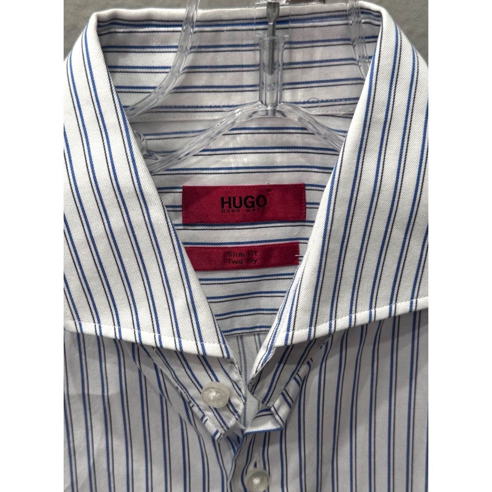 Hugo Boss Hugo Boss Shirt Long Sleeve Blue White Stripe Small Slim 15 x 33/34 s Mens Size US S / EU 44-46 / 1 - 7 Thumbnail