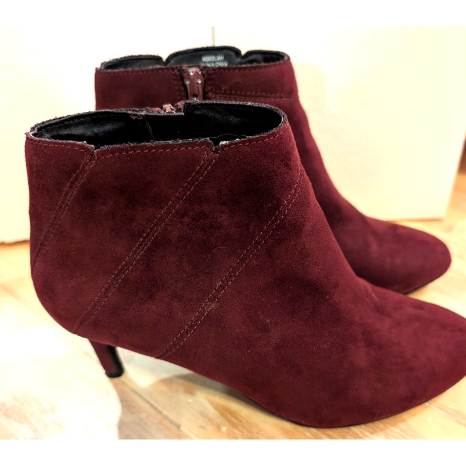 The Unbranded Brand Kelly & Katie Burgundy 6.5 Zip 2" Bootie Stiletto Heels Size US 6.5 / IT 36.5 - 2 Thumbnail