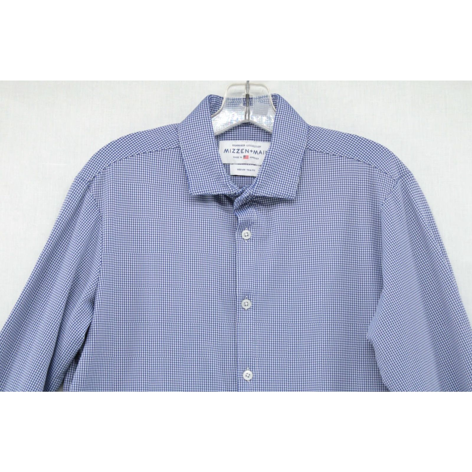 Mizzen+Main Mizzen+Main Spinnaker Shirt Mens M Blue Check Trim Fit Office Shirt Size US M / EU 48-50 / 2 - 2 Thumbnail