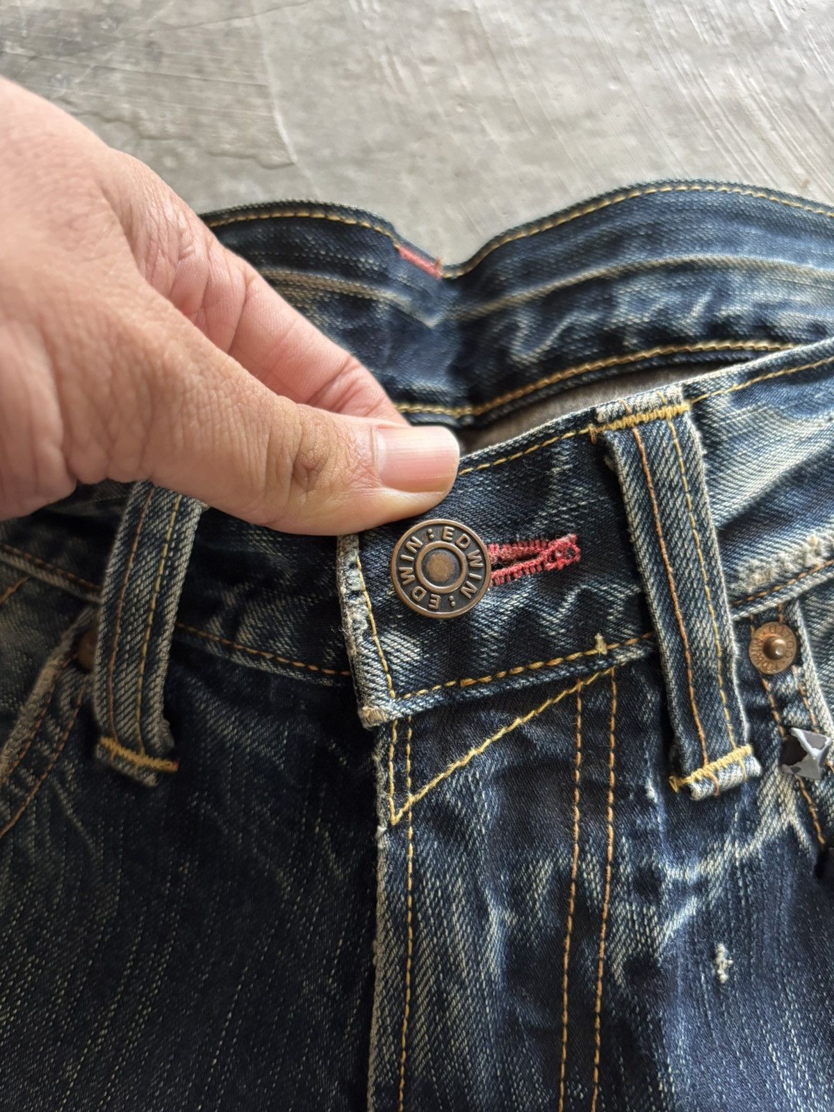 Edwin edwin distressed japanese denim studded skull punk sashiko Size US 28 / EU 44 - 3 Thumbnail