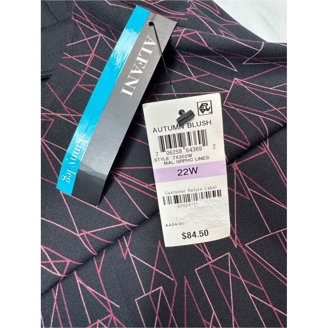 Alfani NWT New Alfani Straight Leg Black Graphic Lines Print Pant Size 42" / US 20 - 7 Thumbnail