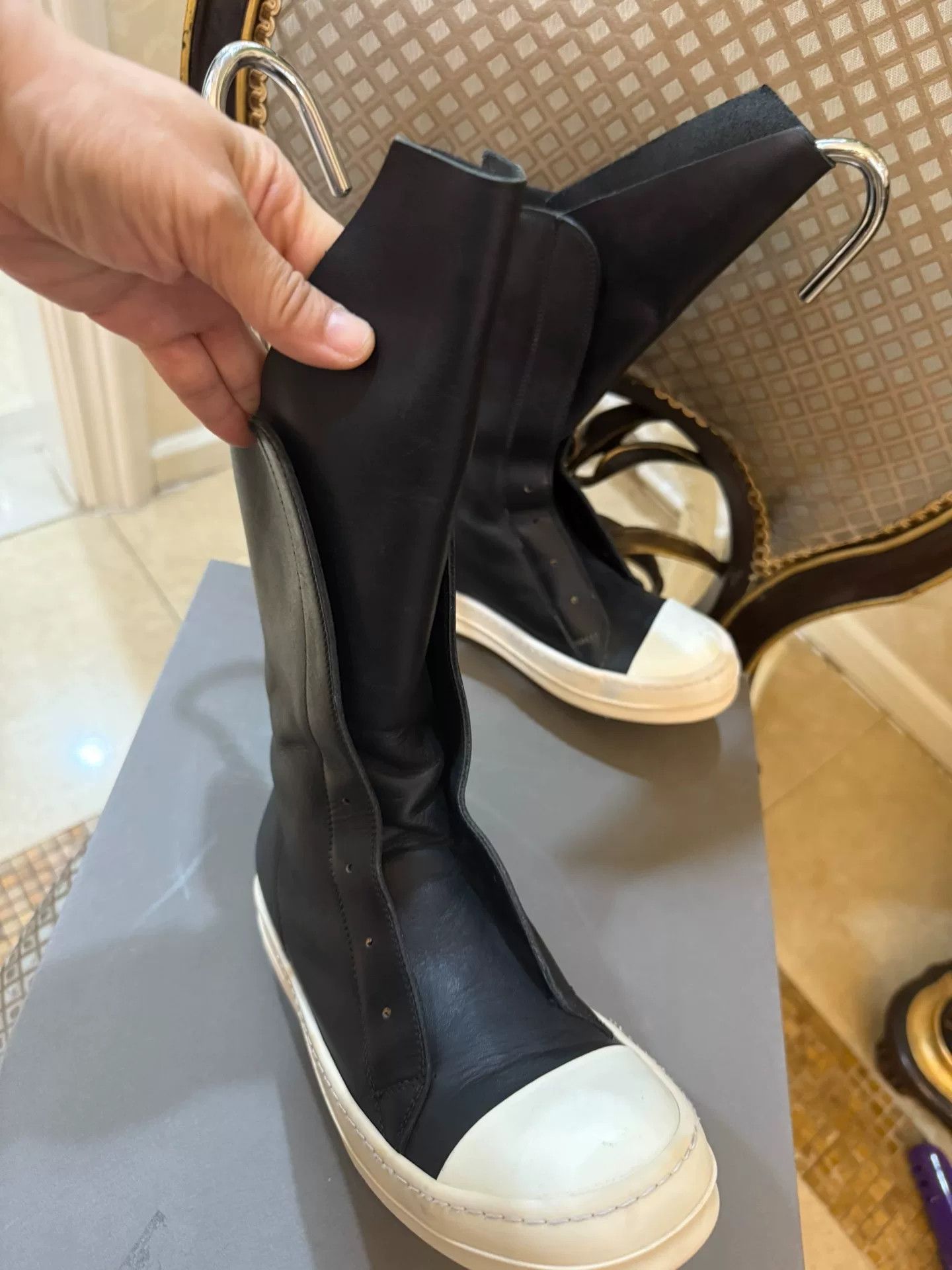 Rick Owens Rick Owens Black Leather Mid-Calf Boots Size US 5 / EU 37 - 1 Thumbnail