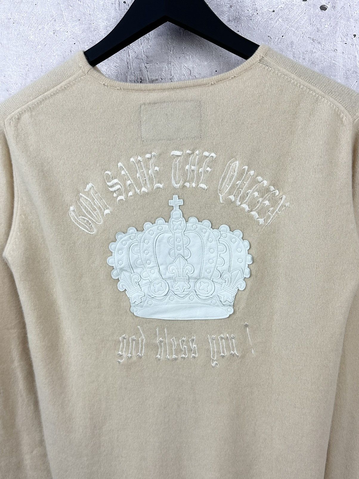 Japanese Brand × Vintage Vintage Made in Japan God Save The Queen Cashmere Sweater Size US M / EU 48-50 / 2 - 8 Thumbnail