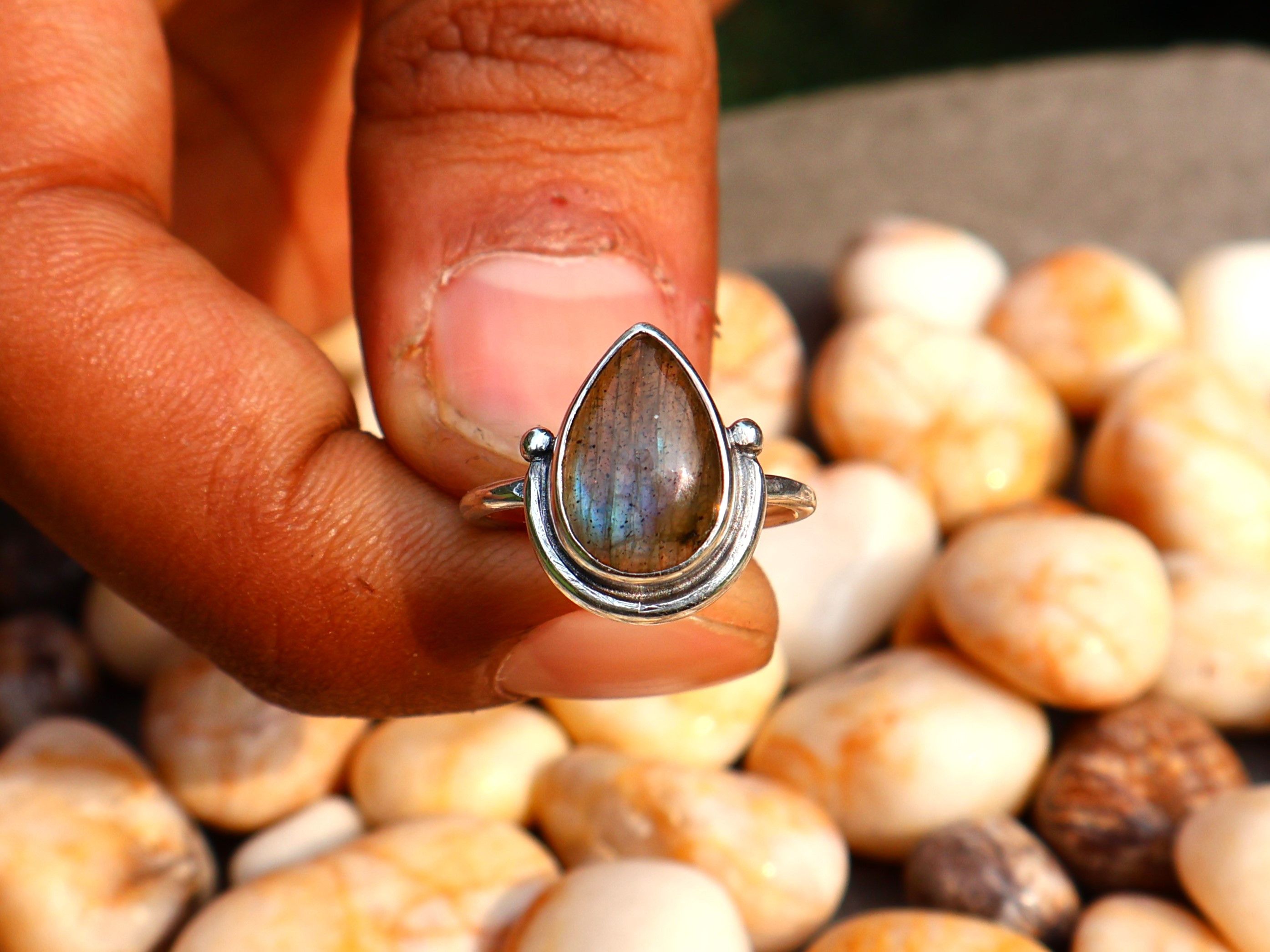 Handmade Natural Labradorite Ring, Handmade Ring, 925 Sterling Silver Size ONE SIZE - 6 Thumbnail