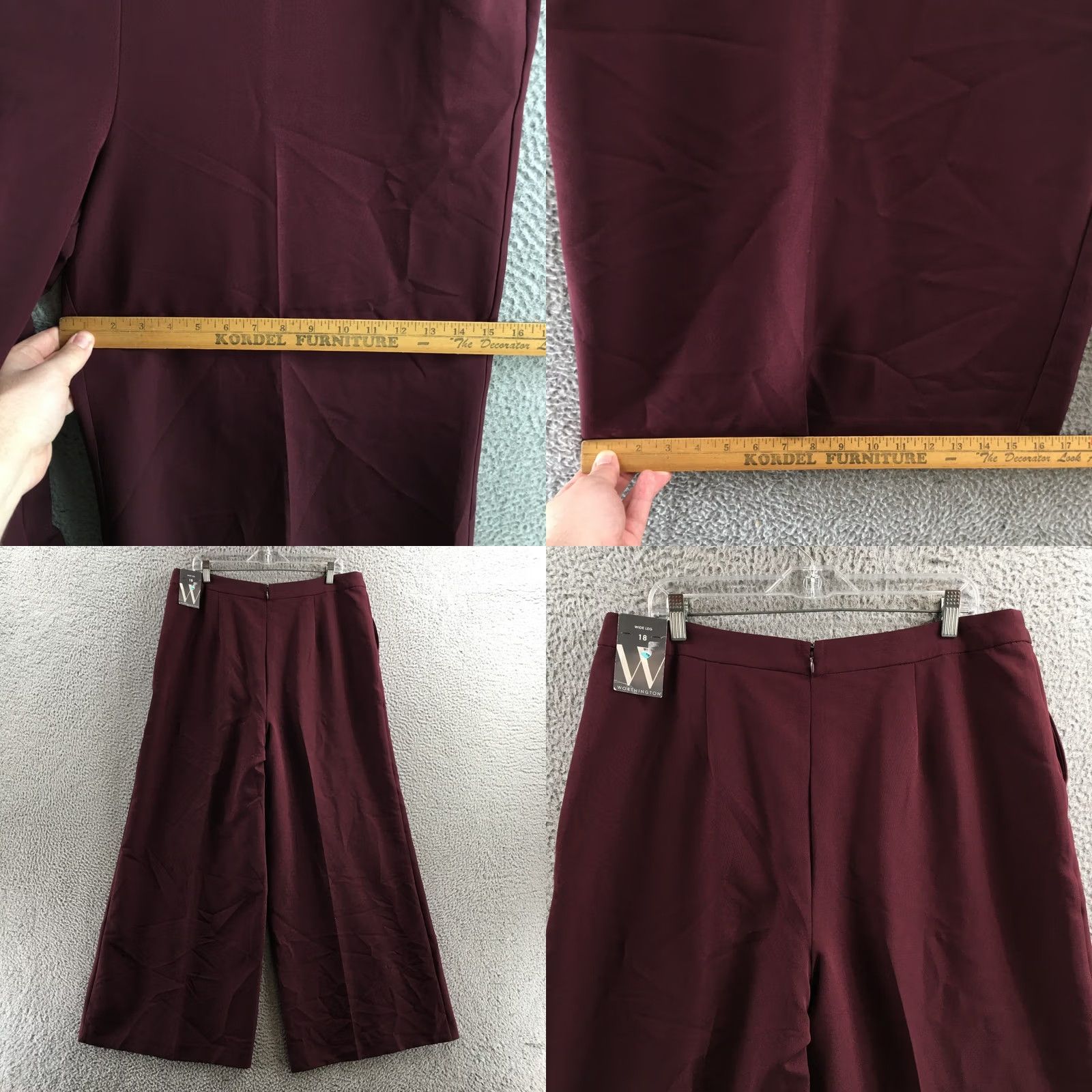 Worthington Worthington Wide-Leg Dress Pants Womens 18 Burgundy High Rise Casual NEW Pants Womens 18 Burgundy High Rise Casual NEW Size 40" / US 18 - 8 Thumbnail