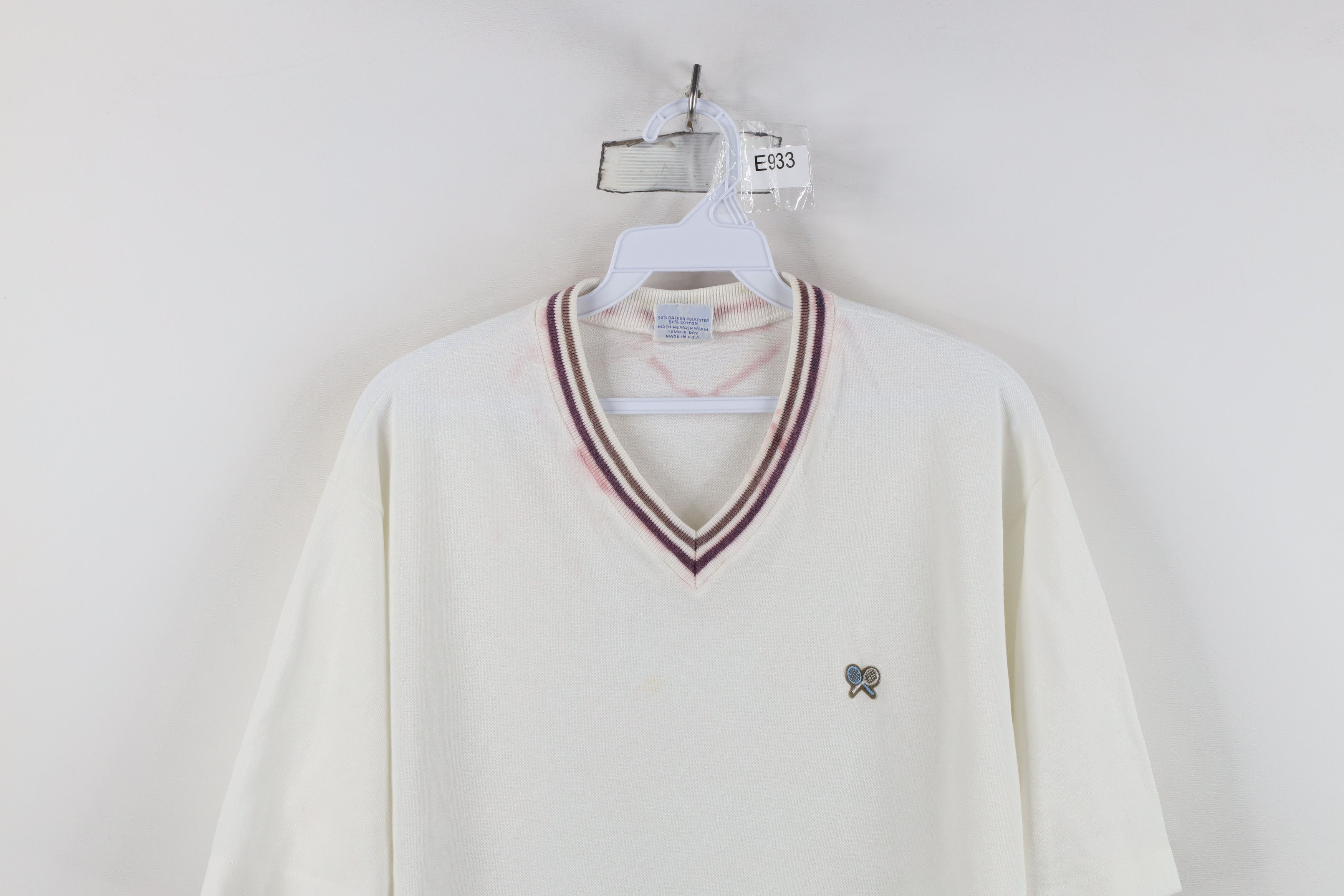 Vintage Vintage 70s Streetwear Tennis Knit V-Neck T-Shirt USA Size US L / EU 52-54 / 3 - 2 Thumbnail