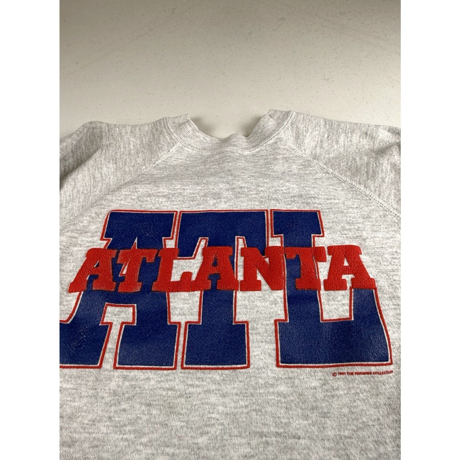 Vintage VINTAGE Atlanta Sweatshirt Mens XL Gray Crewneck 1991 Gear For Sports City Graphic Print Pullover Cotton Polyester 1049 Size US XL / EU 56 / 4 - 3 Thumbnail