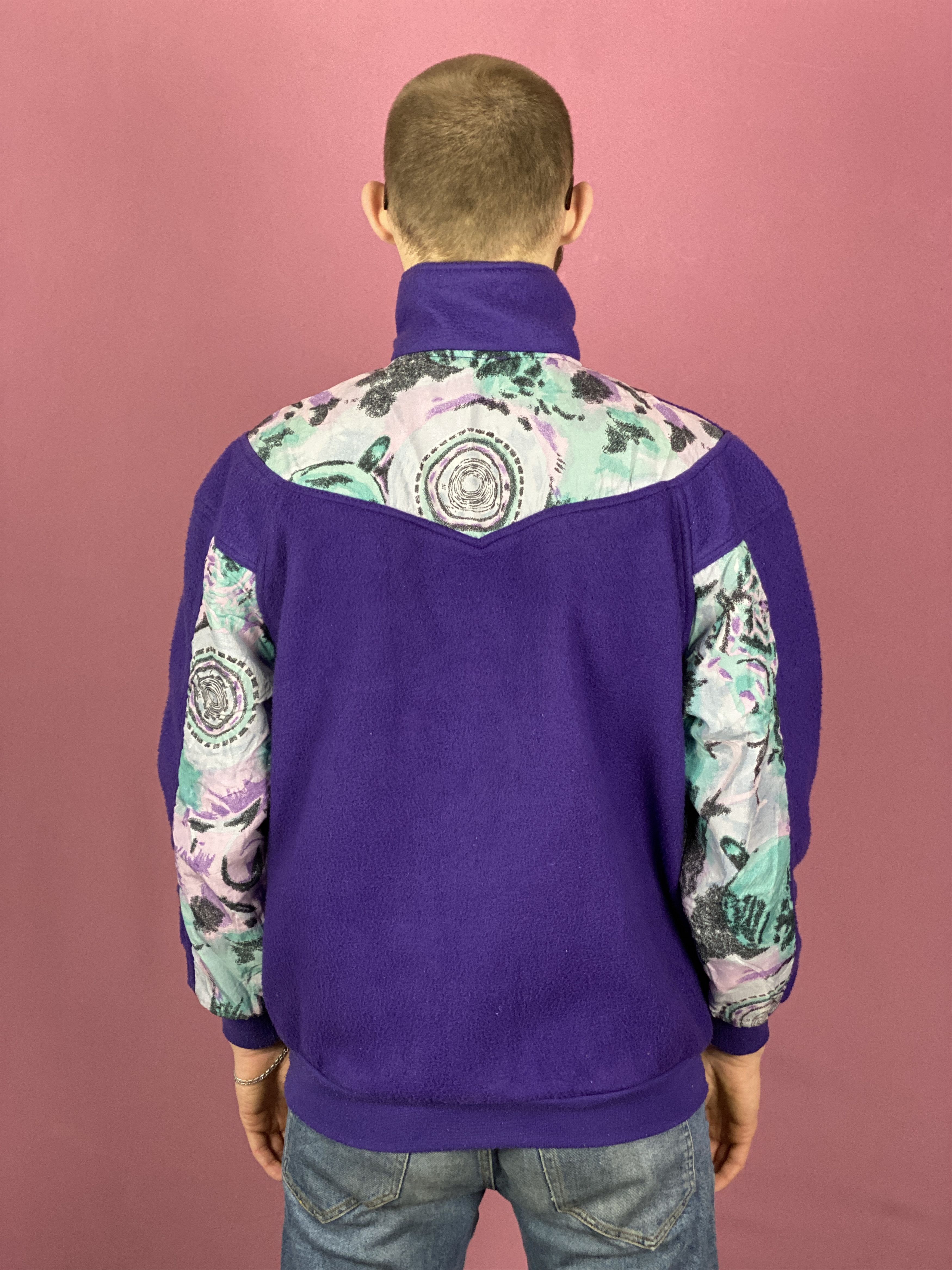Vintage 90s Vintage Men's Abstract Half Zip Fleece - L Size US L / EU 52-54 / 3 - 3 Thumbnail