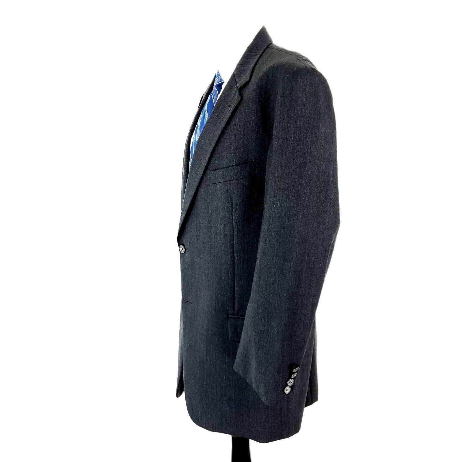 Joseph Abboud Joseph Abboud Mark Shale Wool 2 Button Blazer 44L Gray Herri Size 44L - 5 Thumbnail