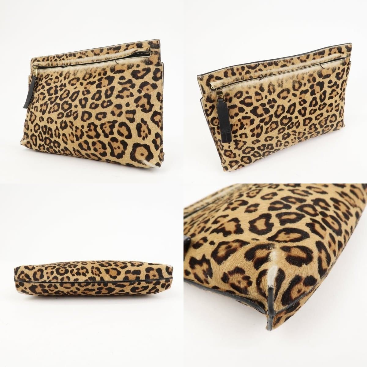 Loewe Loewe Anagram Calf Hair Clutch Brown Size ONE SIZE - 3 Thumbnail