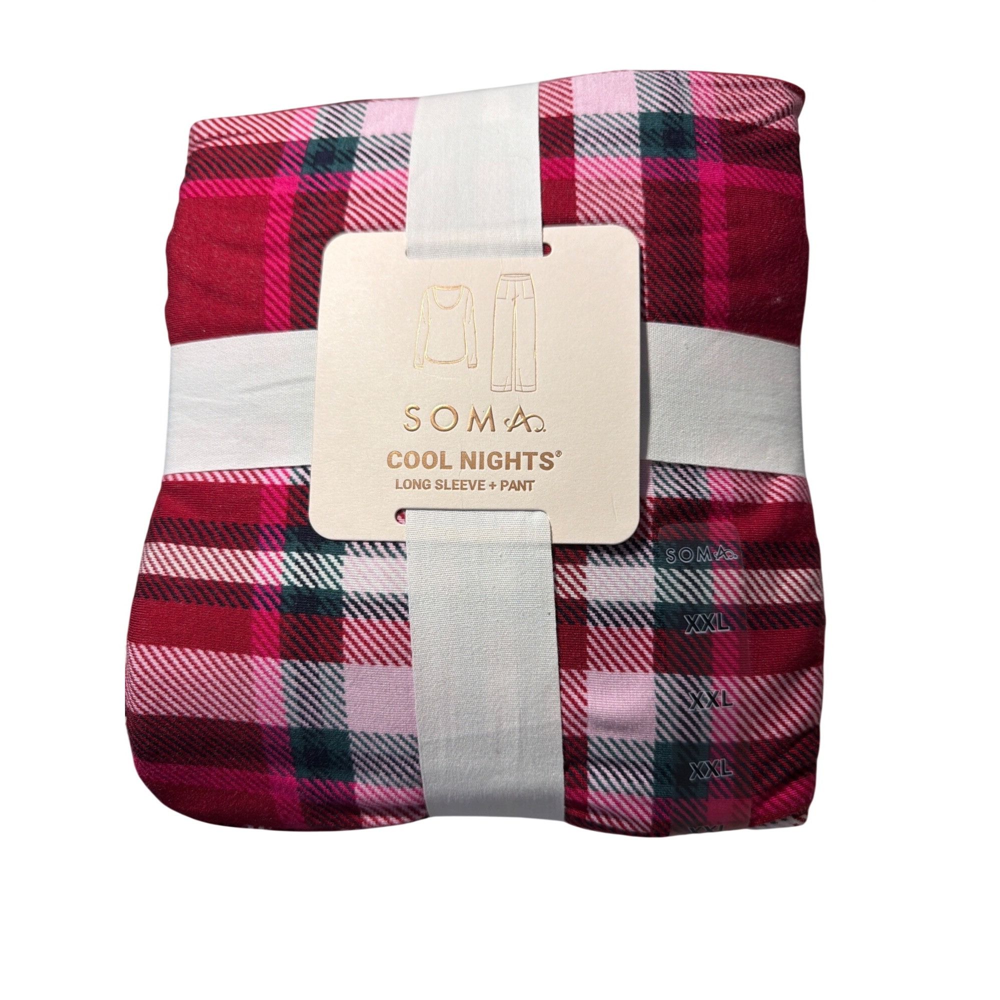 Other Soma Cool Nights Long Sleeve & Pant Red Plaid Pajama Set 2 P Size ONE SIZE - 1 Thumbnail