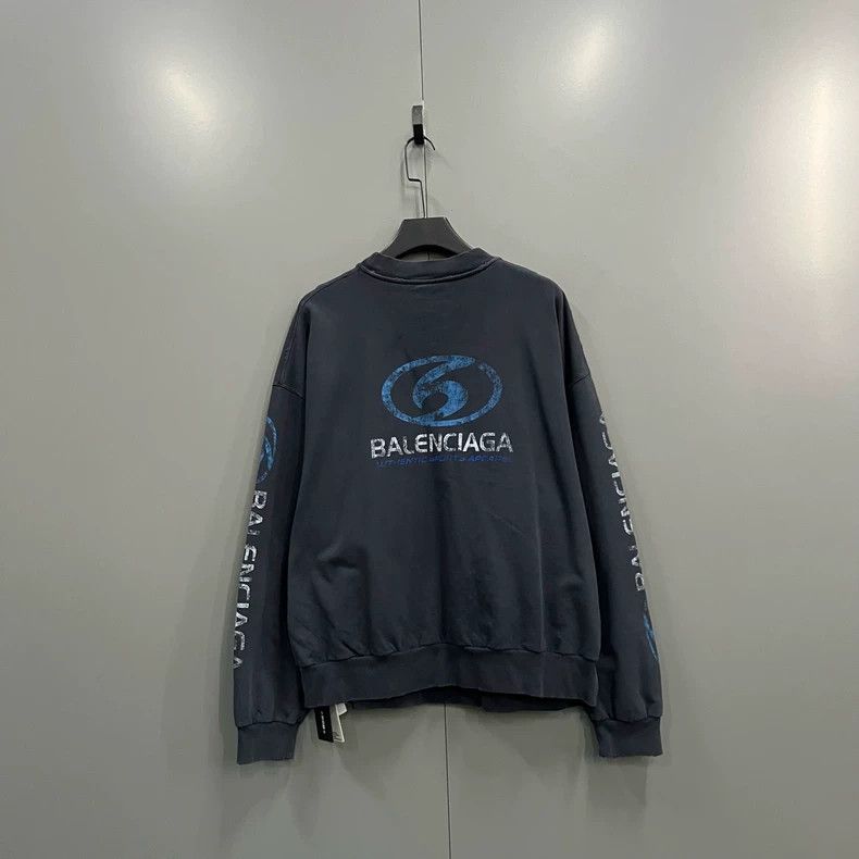 Balenciaga Balenciaga Dark blue printed logo round neck sweater Size US M / EU 48-50 / 2 - 1 Thumbnail