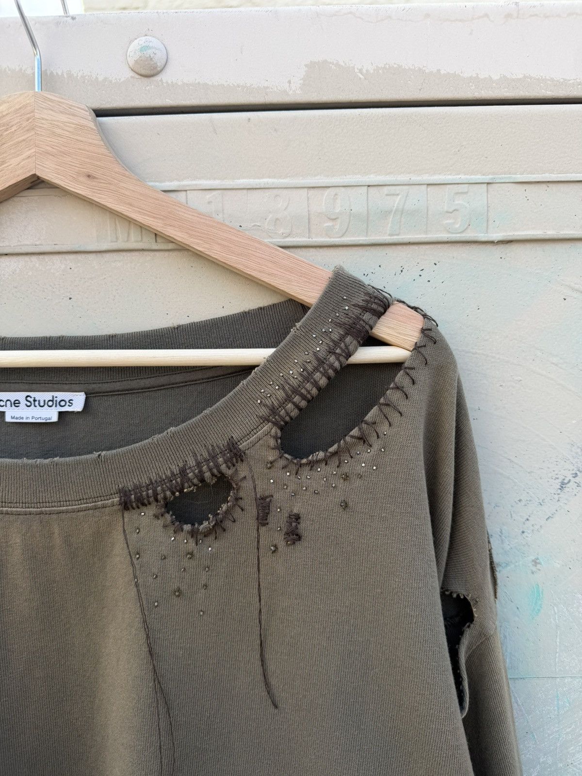 Acne Studios Acne Studios Sage Green Pearlized and Distressed Long Sleeve Size US M / EU 48-50 / 2 - 4 Thumbnail