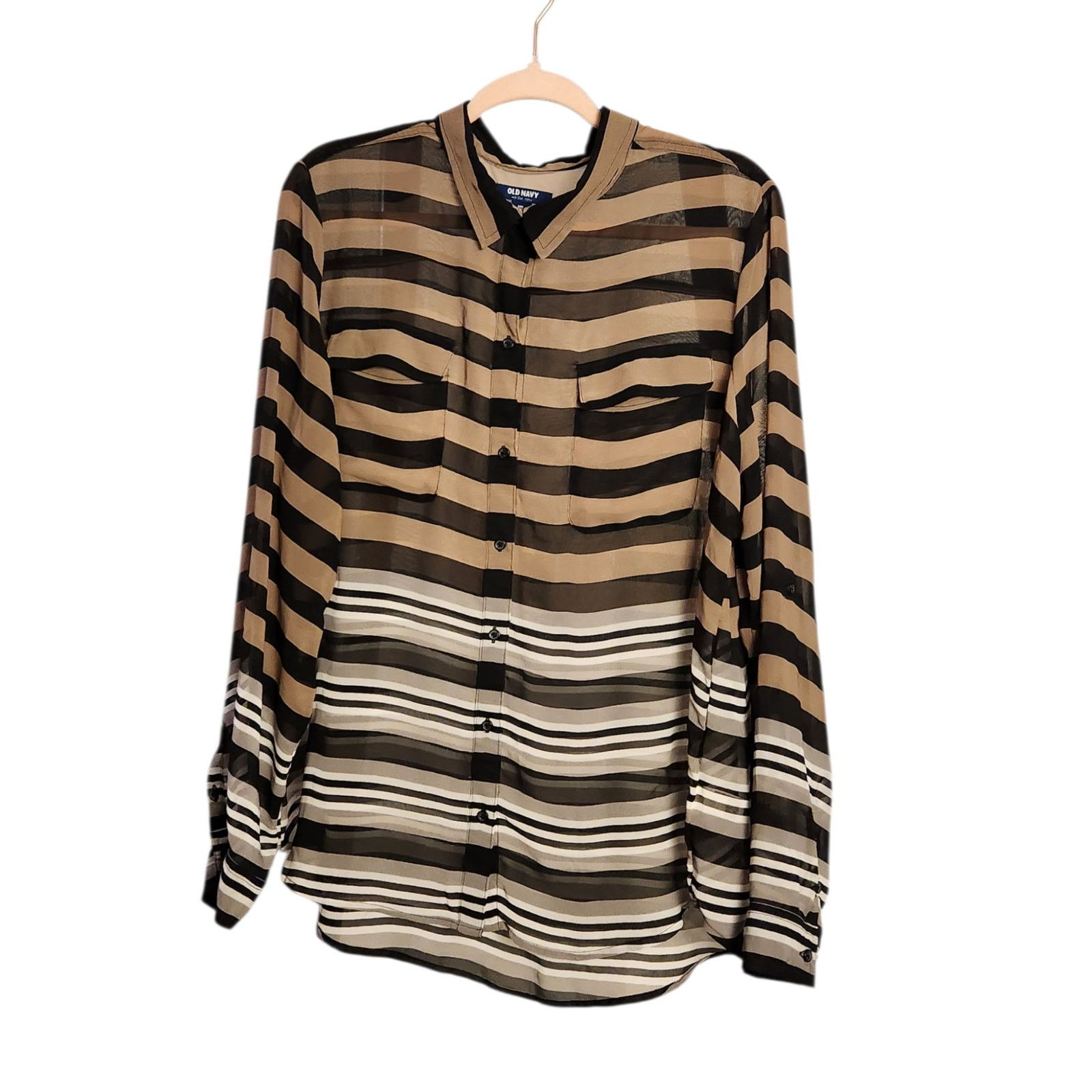 Old Navy Old Navy Striped Utility Blouse XXL Long Sleeve Shirt Size XXL / US 16-18 / IT 52-54 - 1 Thumbnail