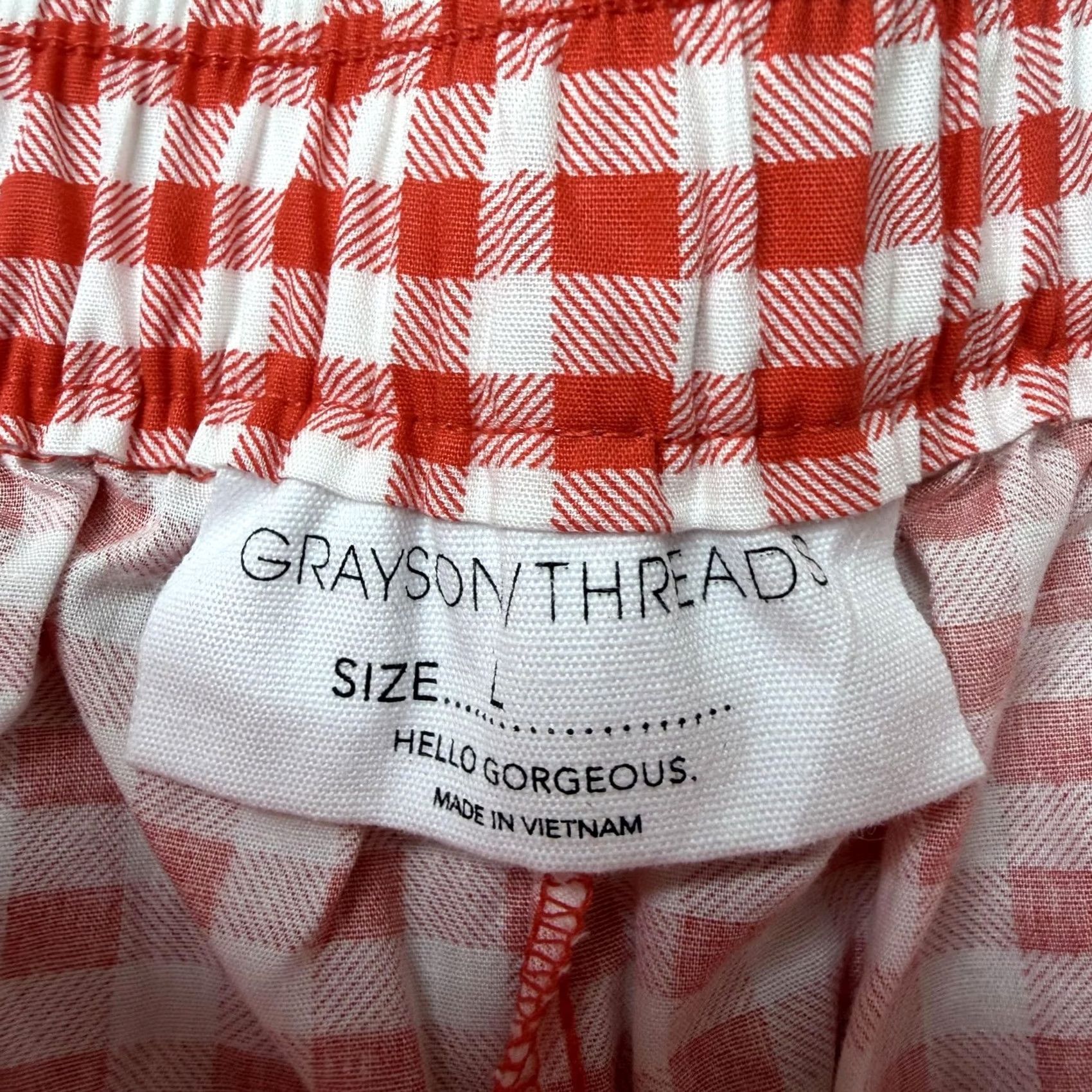 Vintage Grayson Threads Pants Womens L Red Pajama Check Cotton Button Sleepwear Size 36" / US 14 / IT 50 - 4 Thumbnail