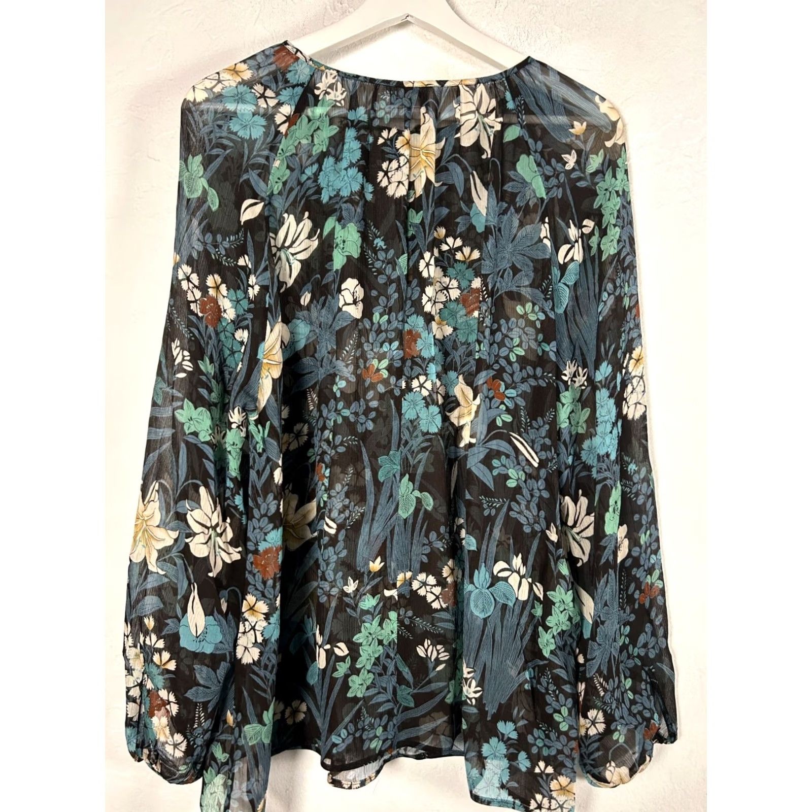 Vintage Marina Rinaldi Voyage Womens Floral Sheer Blouse Top Long Sleeve Lightweight L Size L / US 10 / IT 46 - 3 Thumbnail