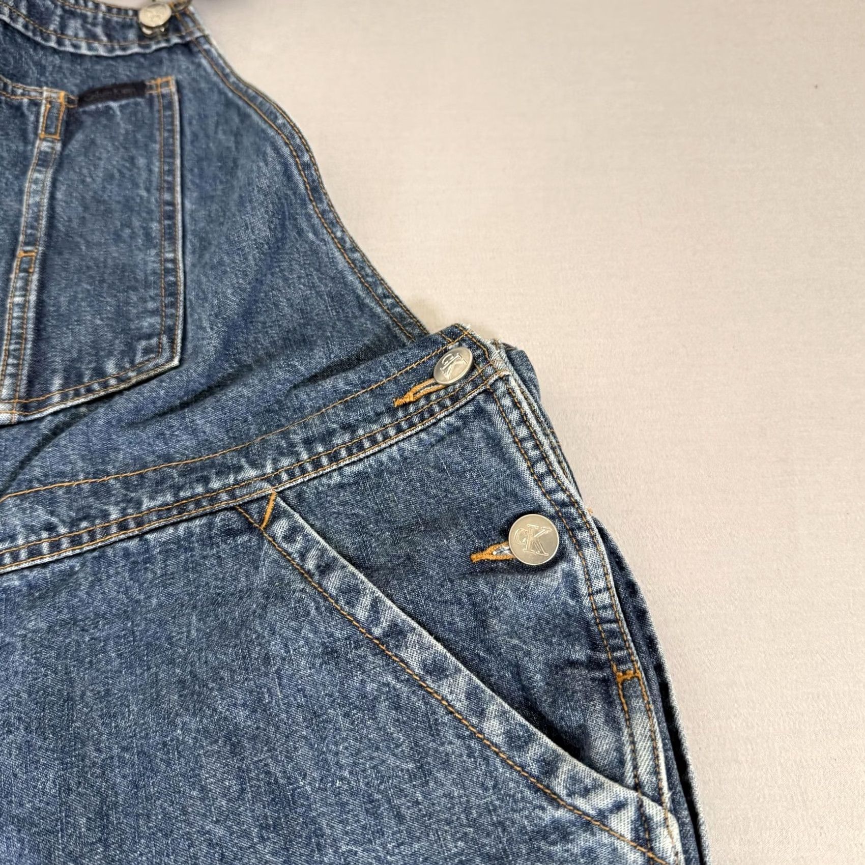 Calvin Klein VINTAGE Calvin Klein Jeans Overalls Mens XL Blue Denim Bib Carpenter Pants 90s Size US 36 / EU 52 - 4 Thumbnail