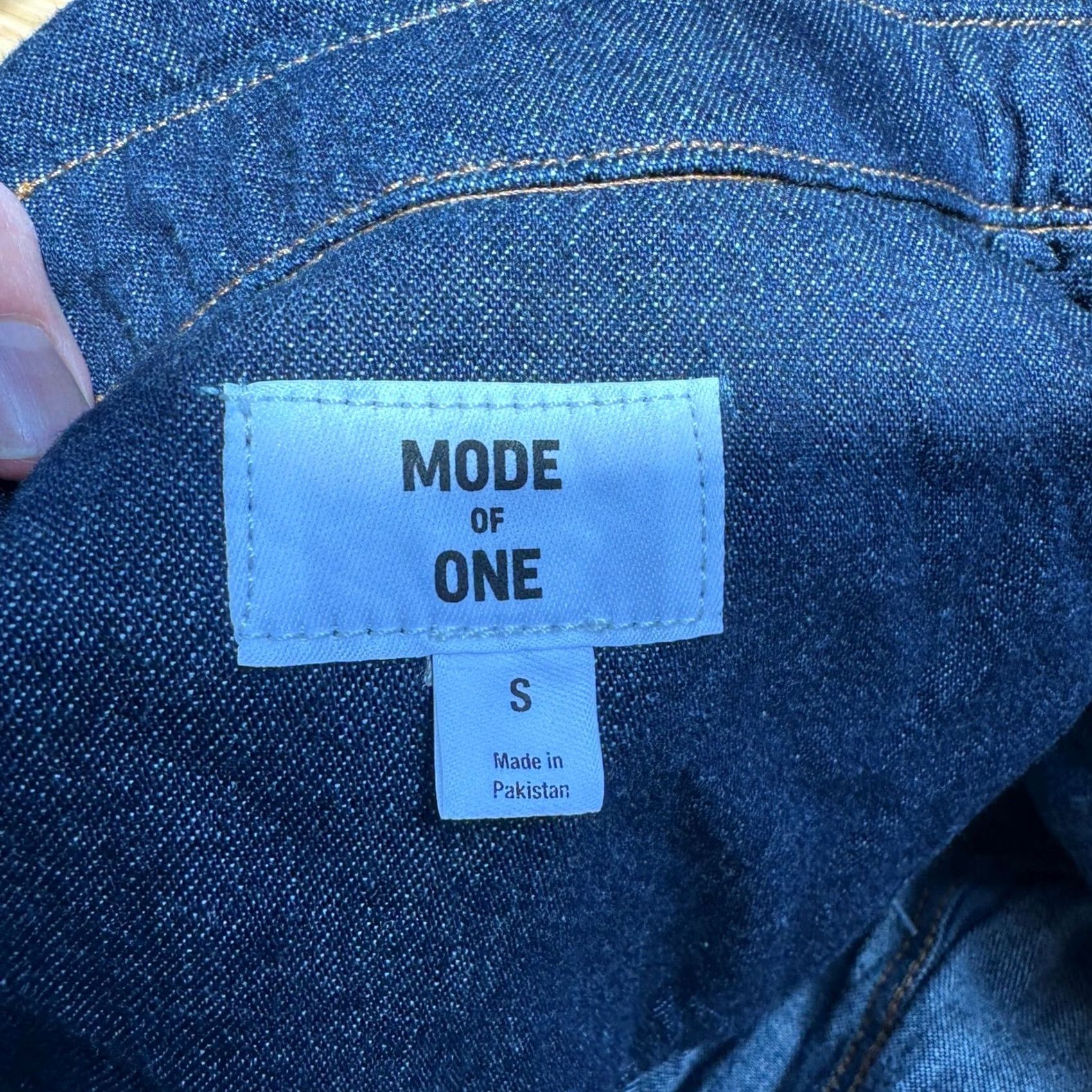 Denime Mode Of One Mens Regular Fit Denim Shirt Dark Wash Blue Cotton Small Size US S / EU 44-46 / 1 - 4 Thumbnail
