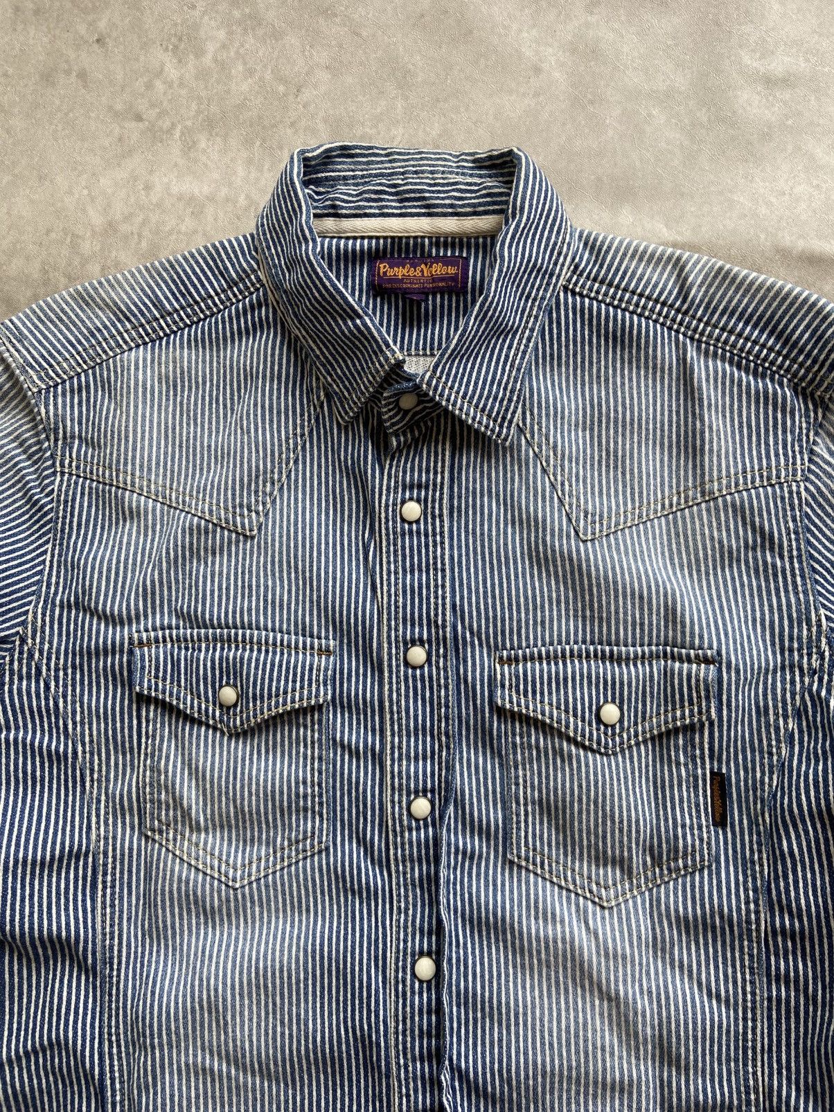 If Six Was Nine × Japanese Brand Purple&Yellow Striped Longsleeve Shirt Size US S / EU 44-46 / 1 - 2 Thumbnail