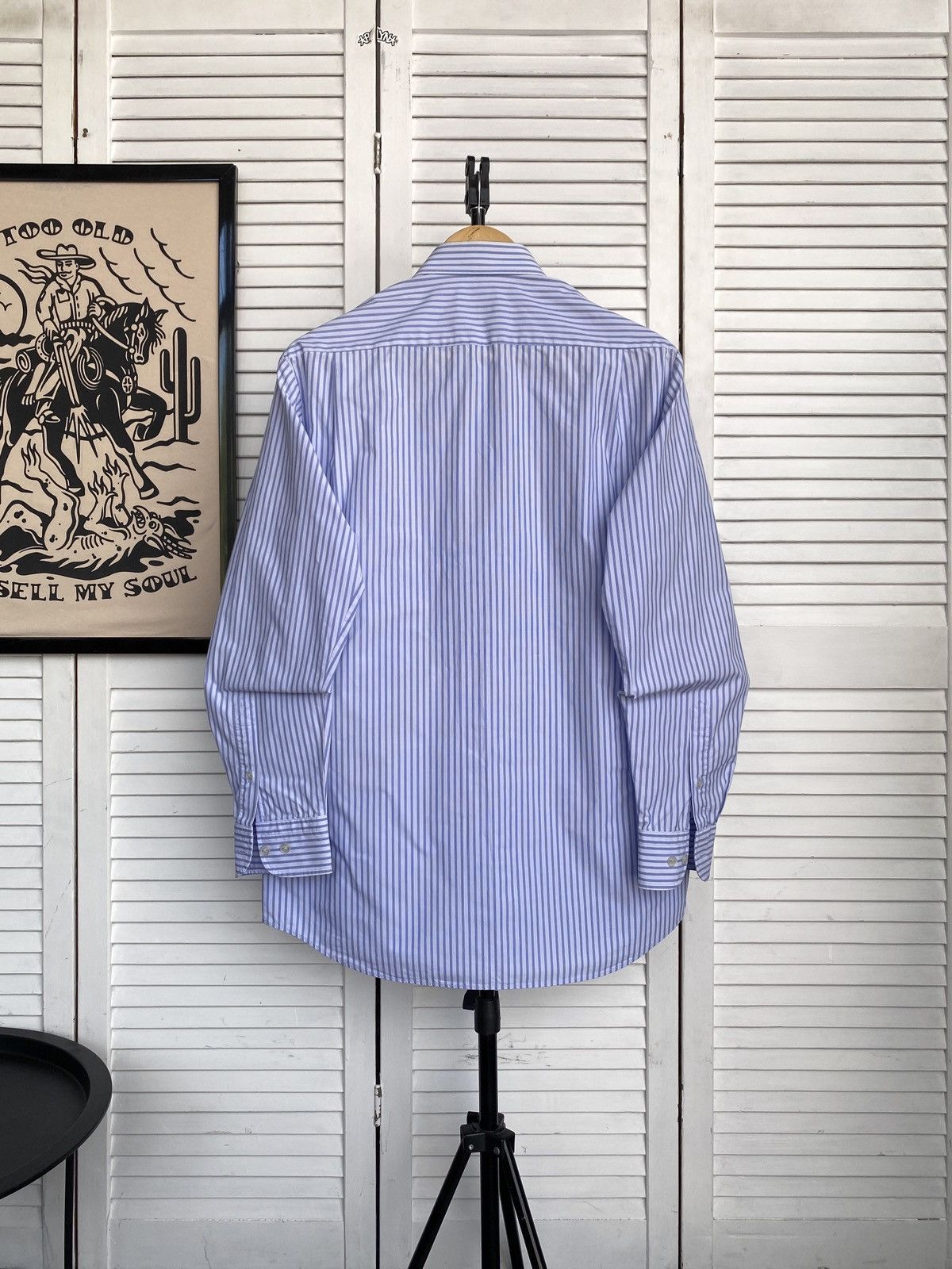 Vintage Vintage Basic Striped Button Up Shirt Hard Cotton Preppy Size US S / EU 44-46 / 1 - 2 Thumbnail