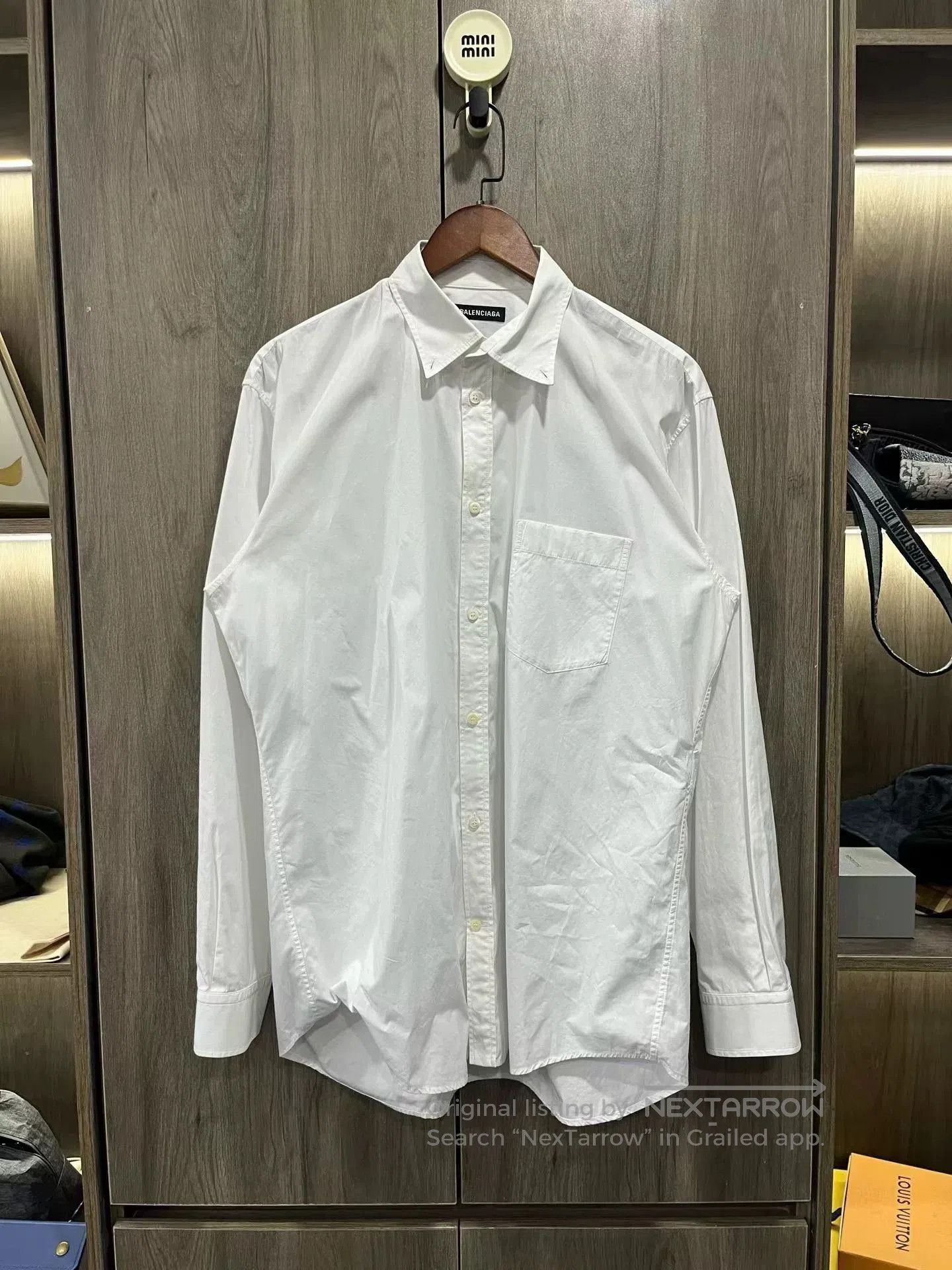 balenciaga white blue letter shirt.