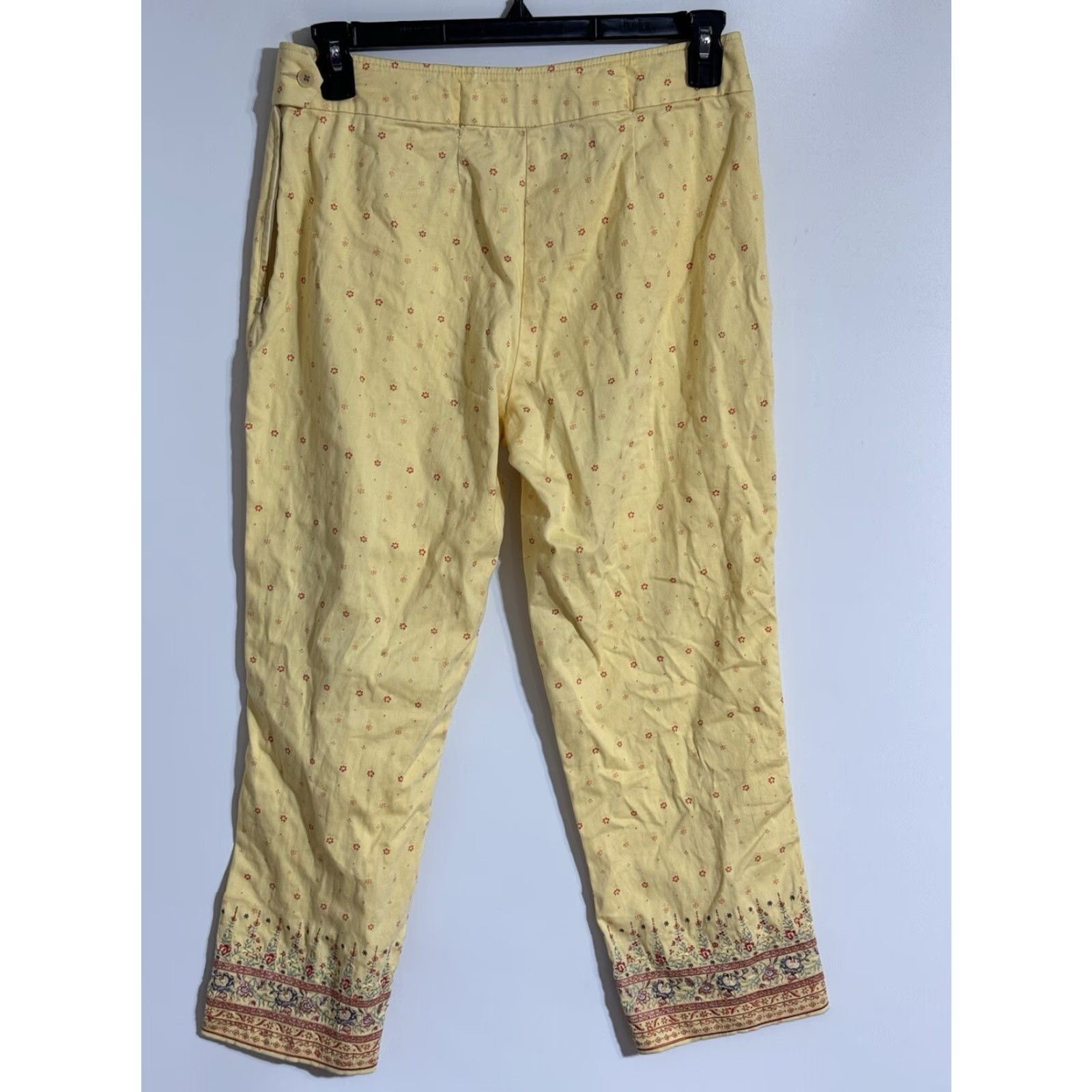 Etro VINTAGE Real Clothes Pants Womens 8 High Rise Embroidered Floral Yellow 70s Boho Hippie Festival Beach 80s Flower Cottagecore Womens Size 30" / US 8 / IT 44 - 2 Thumbnail