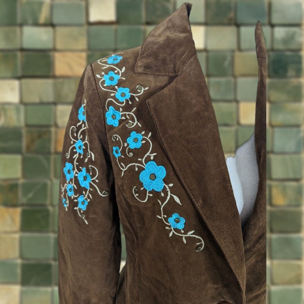Vintage VINTAGE Ruidoso Suede Leather Western Floral Embroidered Jacket Womens Large Leather Jacket Size L / US 10 / IT 46 - 1 Thumbnail