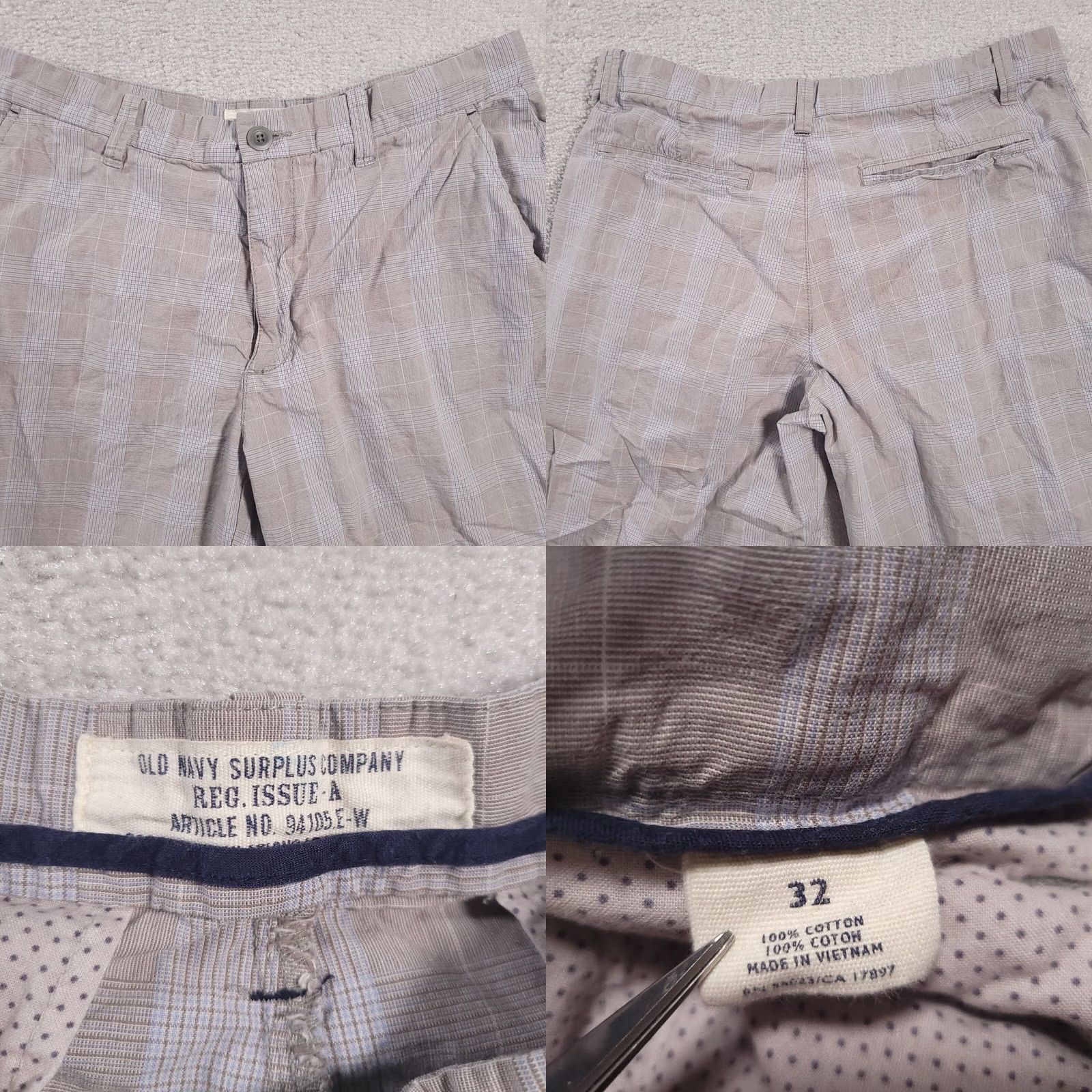 Old Navy Old Navy Shorts Mens 32 Blue Beige Plaid Shorts 100% Cotton Size US 32 / EU 48 - 8 Thumbnail